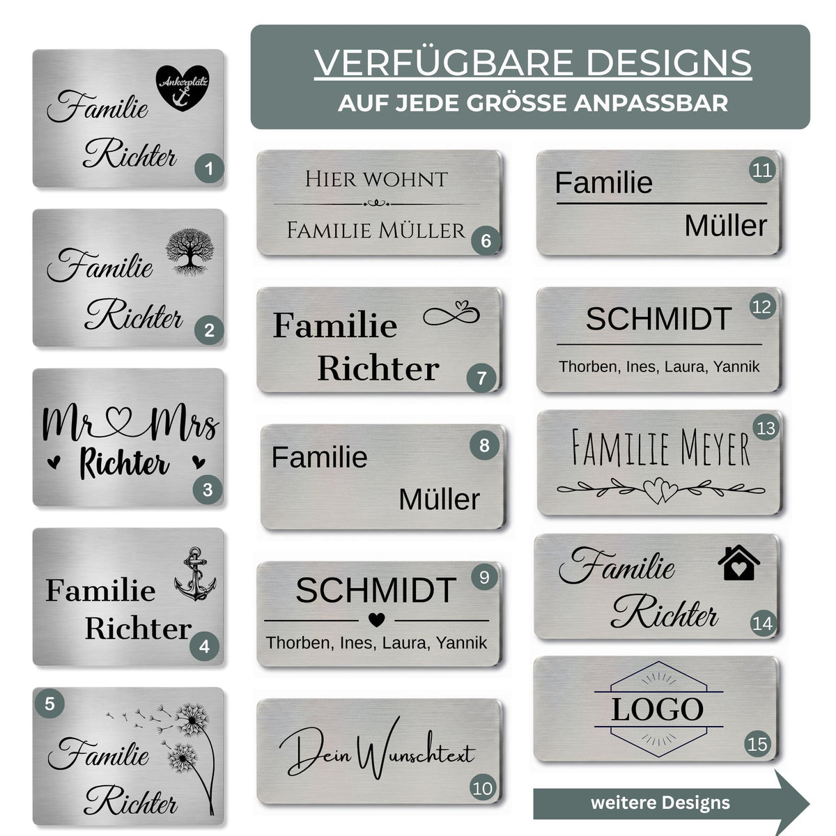 Personalisierte Namensschilder für Briefkasten, Klingelschild & Haustür