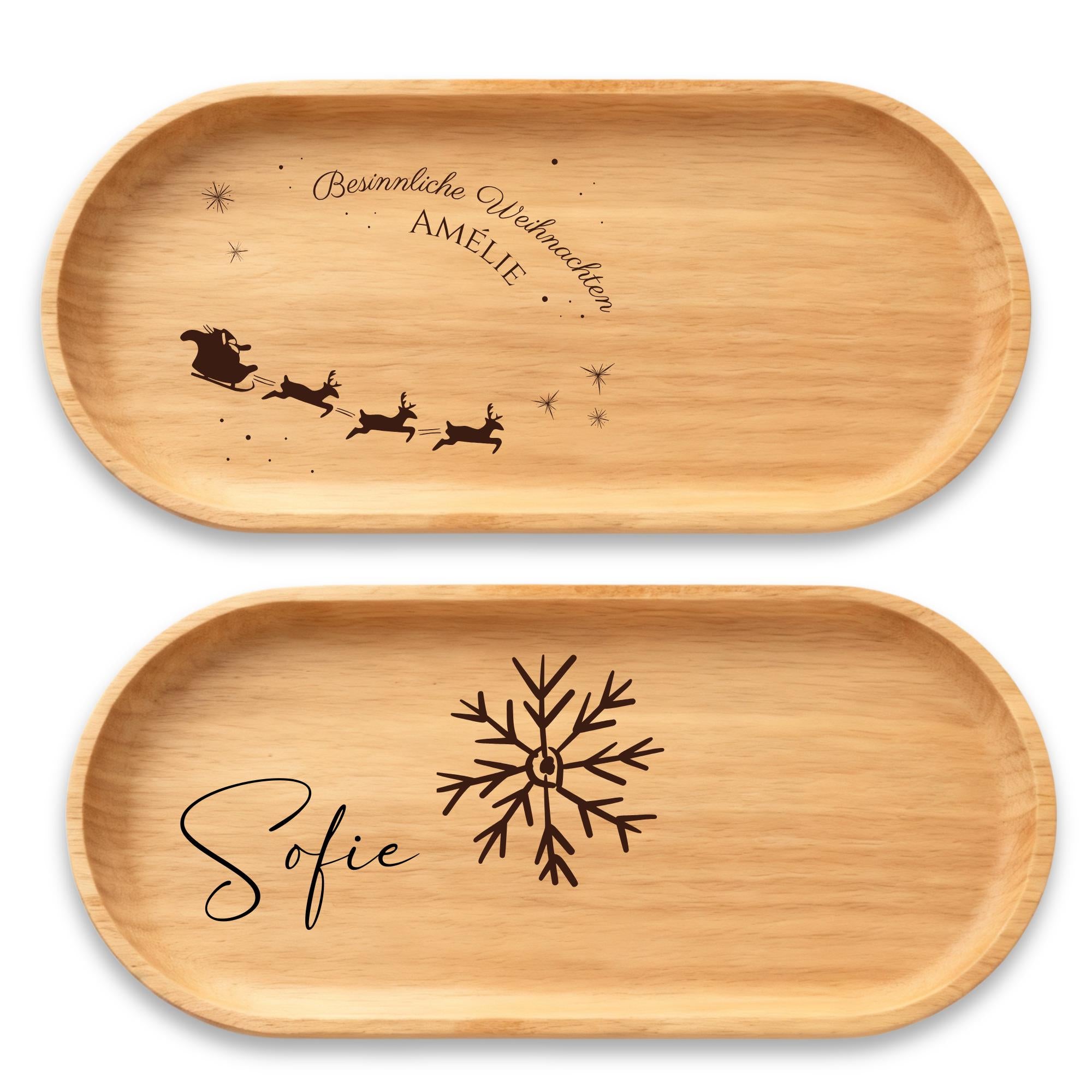 Personalisiertes Serviertablett mit Tasse - Holztablett mit Gravur als Weihnachtsgeschenk - Persönliches Geschenk Weihnachten