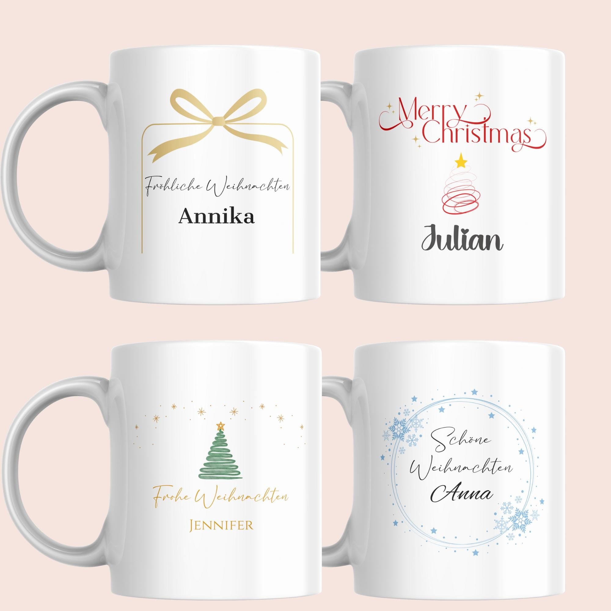 Personalisiertes Serviertablett mit Tasse - Holztablett mit Gravur als Weihnachtsgeschenk - Persönliches Geschenk Weihnachten