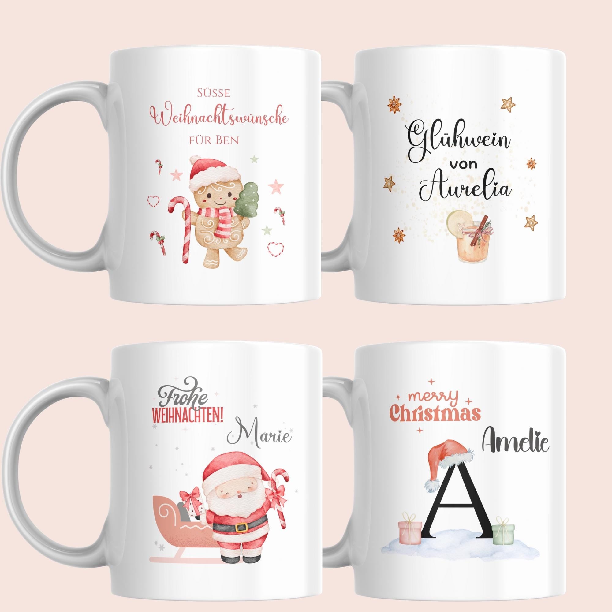 Personalisiertes Serviertablett mit Tasse - Holztablett mit Gravur als Weihnachtsgeschenk - Persönliches Geschenk Weihnachten