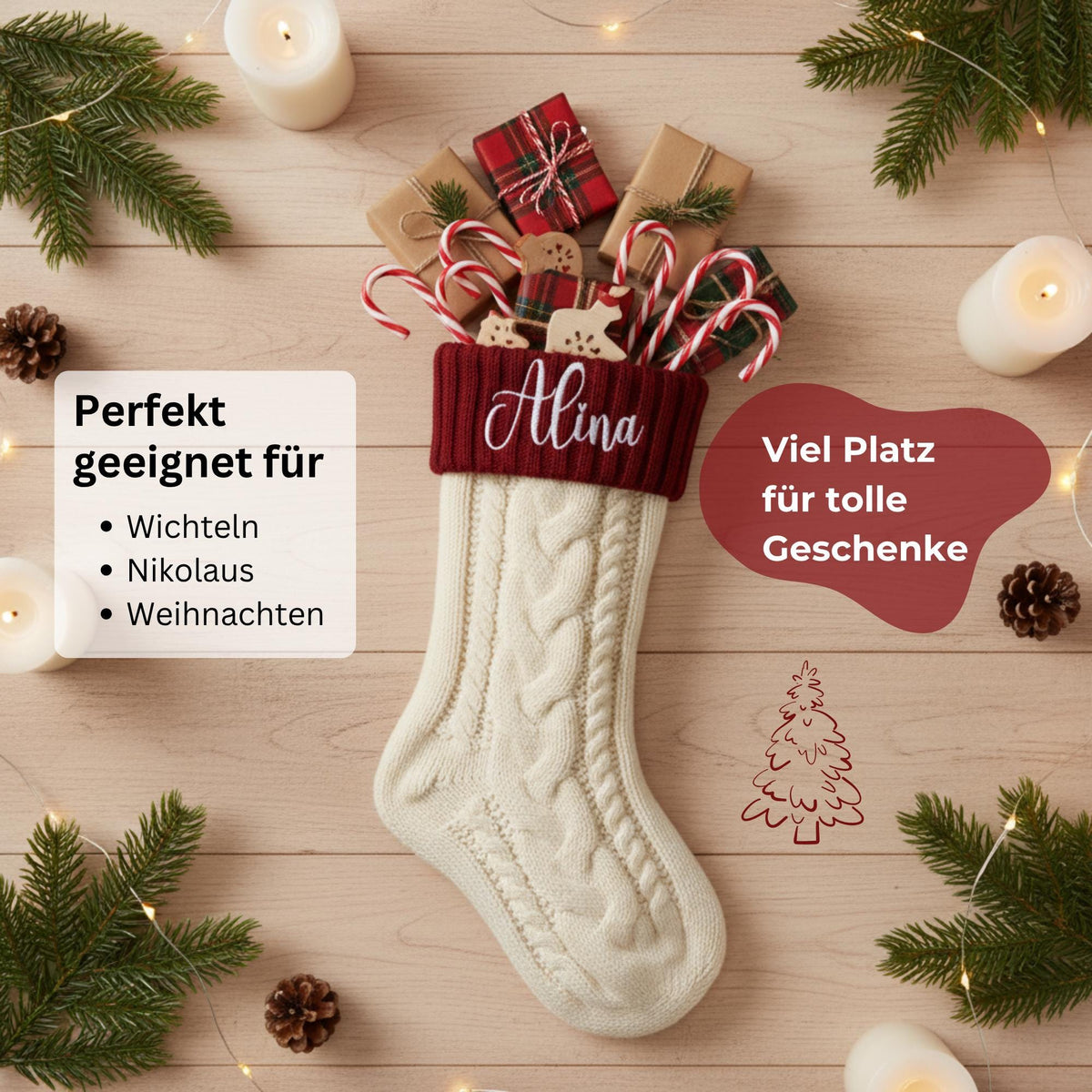 Weihnachtsstrumpf personalisiert mit Namen
