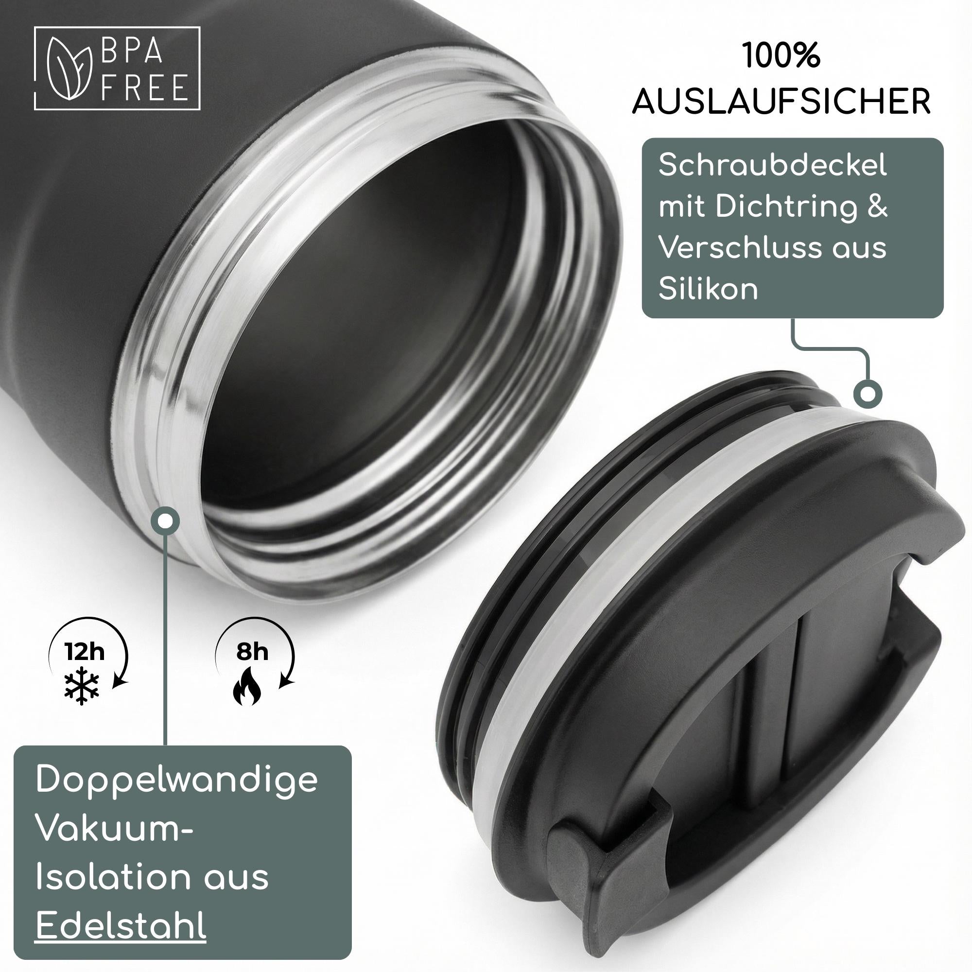 Kaffeebecher personalisiert mit Namen – Edelstahl Thermobecher mit Gravur – Personalisierter Becher 500ml