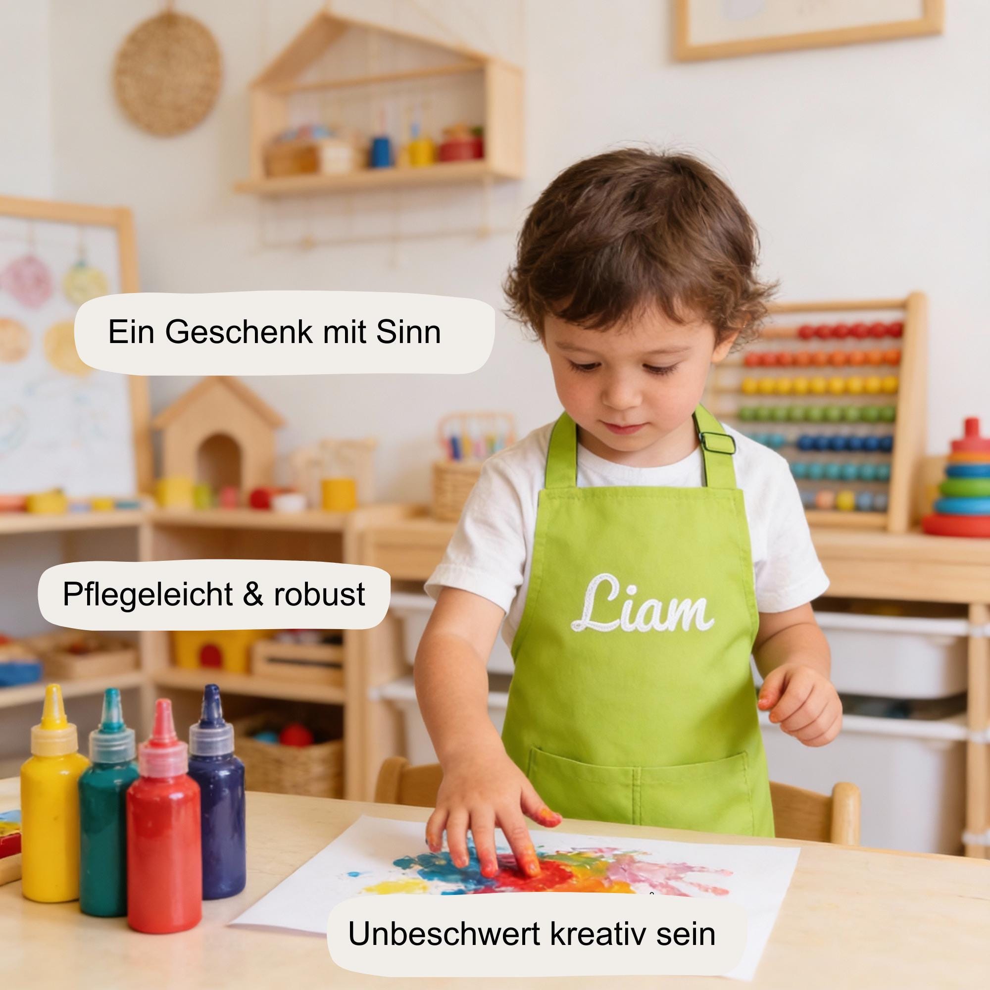 Personalisierte Kinderkochschürze bestickt, Schürze mit Stick, Geschenk für Junge und Mädchen