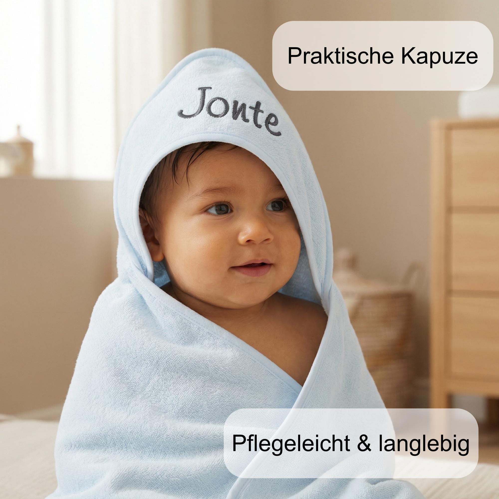 Personalisiertes Babyhandtuch mit Stick, Handtuch mit Kapuze, besticktes Tuch für die Kleinsten, Geschenk für Junge und Mädchen