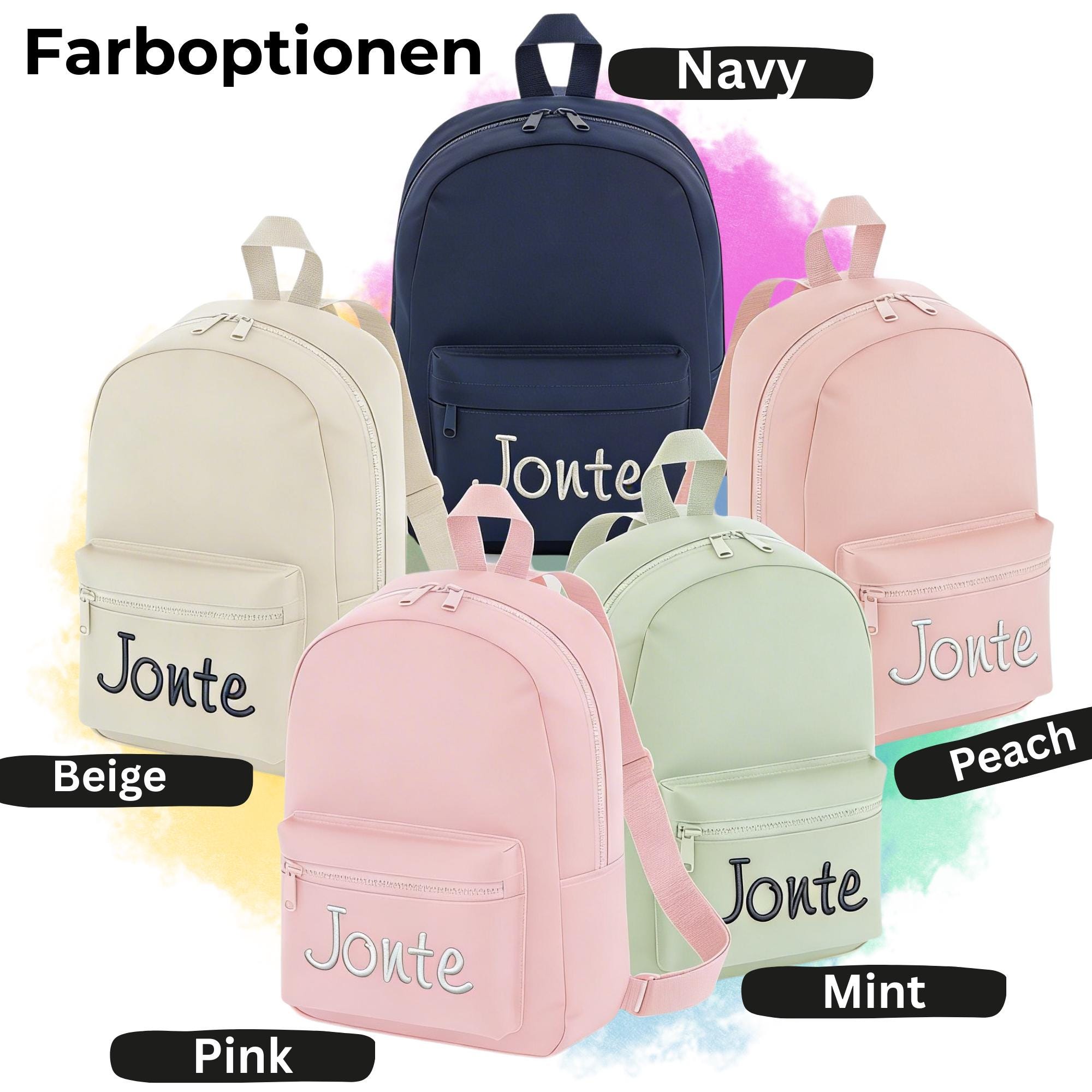 Personalisierter Kinderrucksack mit Stick, Rucksack mit Namen, Tasche bestickt, Tragetasche für Kindergarten, Schule und Sport