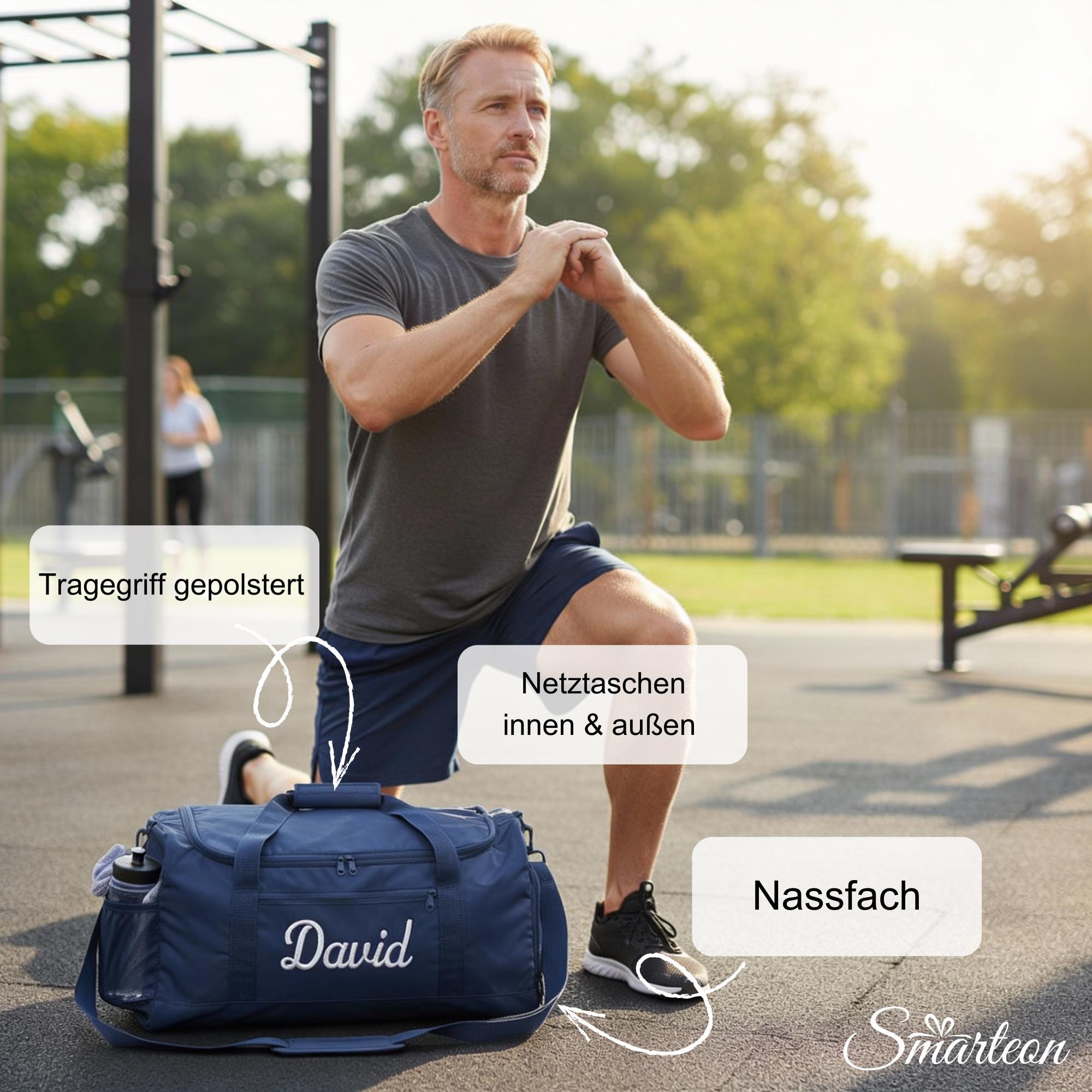 Personalisierte Sporttasche mit Namens Stick, Reisetasche mit Namen, Tasche mit Stick für Männer und Frauen