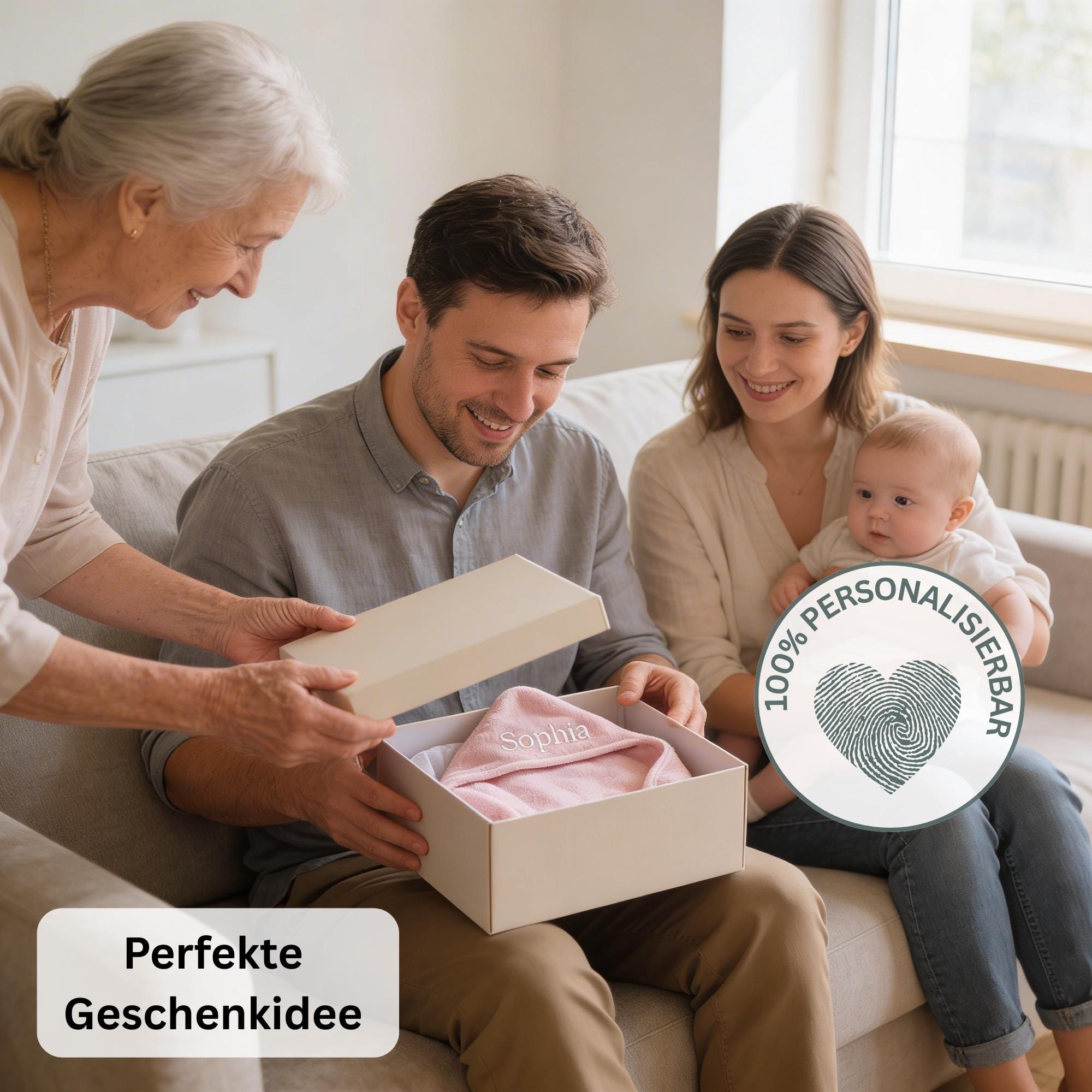 Personalisiertes Babyhandtuch mit Stick, Handtuch mit Kapuze, besticktes Tuch für die Kleinsten, Geschenk für Junge und Mädchen