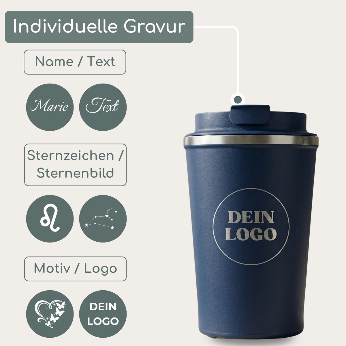 Personalisierter Thermobecher mit Namen (350ml)