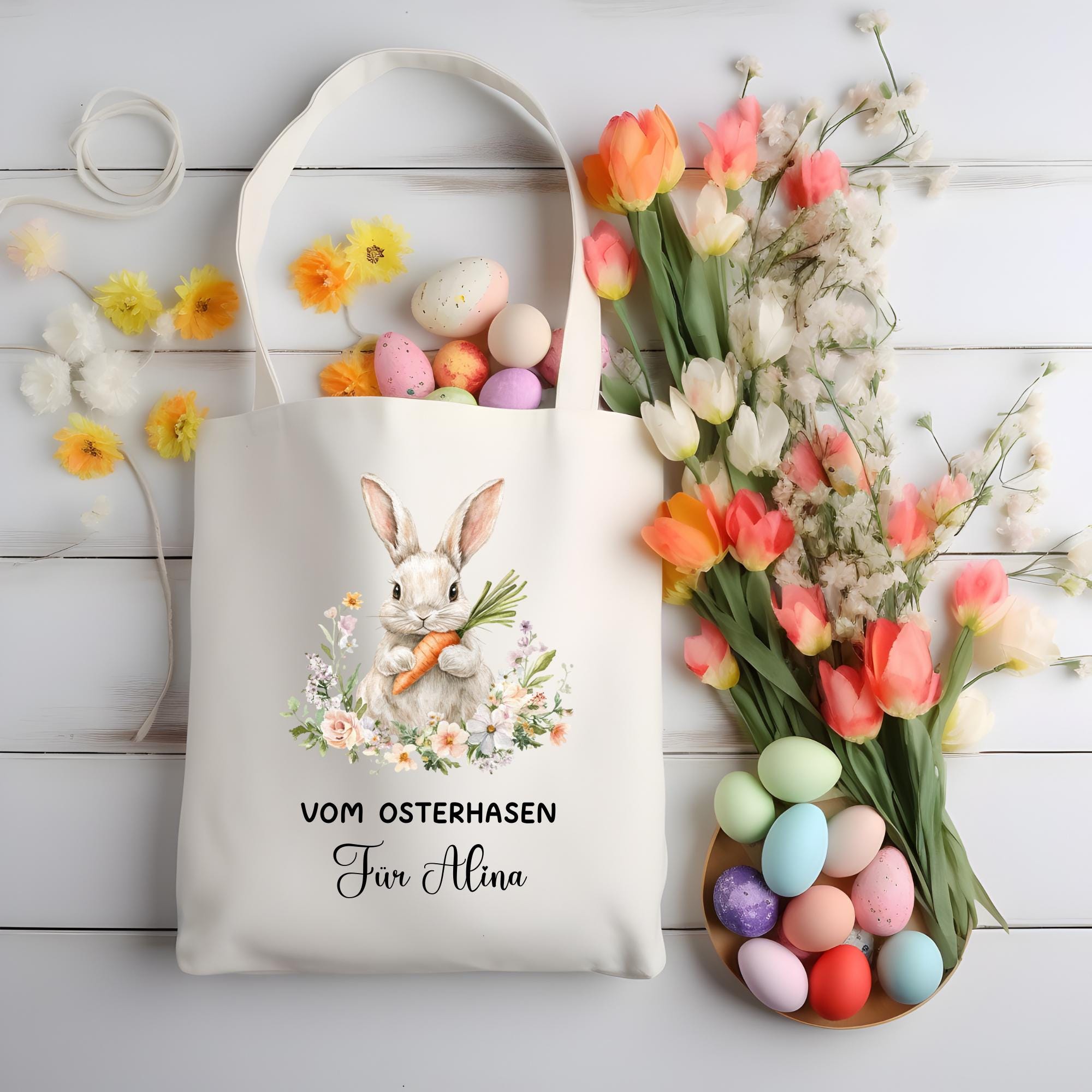 Personalisierte Stofftasche bedruckt, Ostertasche, Geschenk für Ostern, Stoffbeutel für Kinder, Jutebeutel, Osterbeutel