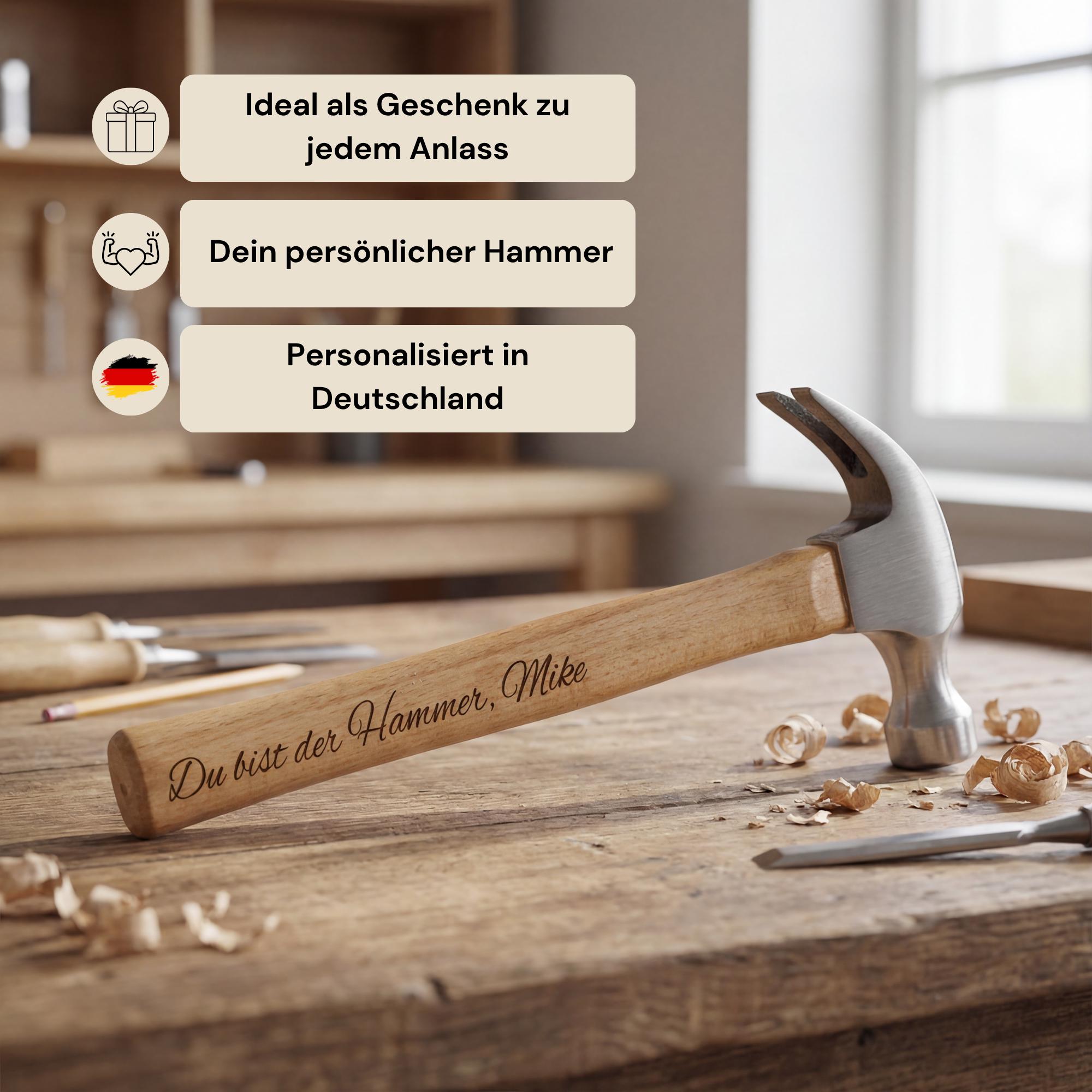 Personalisierter Hammer mit Gravur – Vatertagsgeschenk für Papa – Geschenk für Handwerker – Hammer mit Namen – personalisiertes Werkzeug