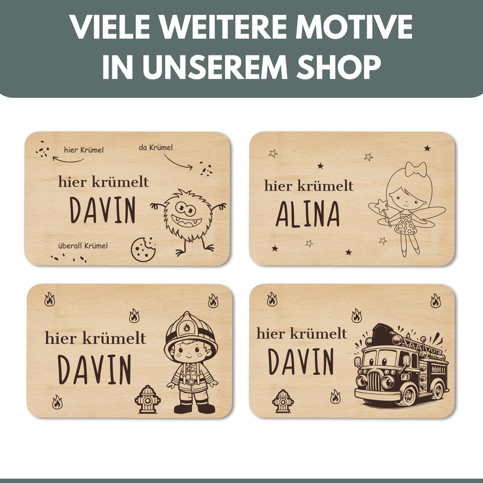 Personalisiertes Frühstücksbrettchen - Individuelles Holzbrett für Kinder mit Namen