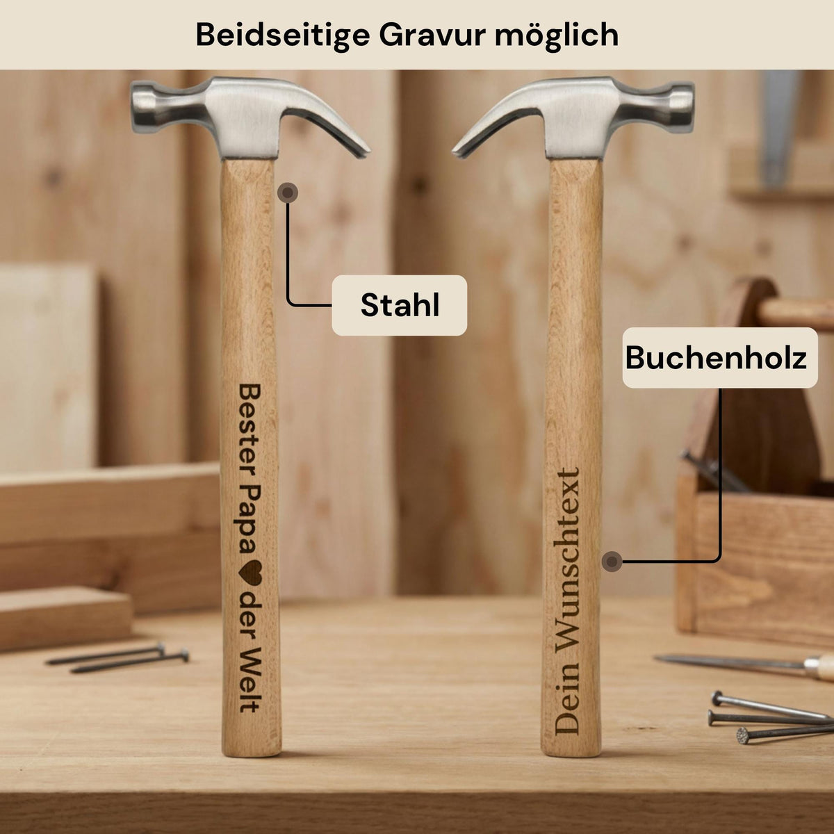 Personalisierter Hammer mit Gravur