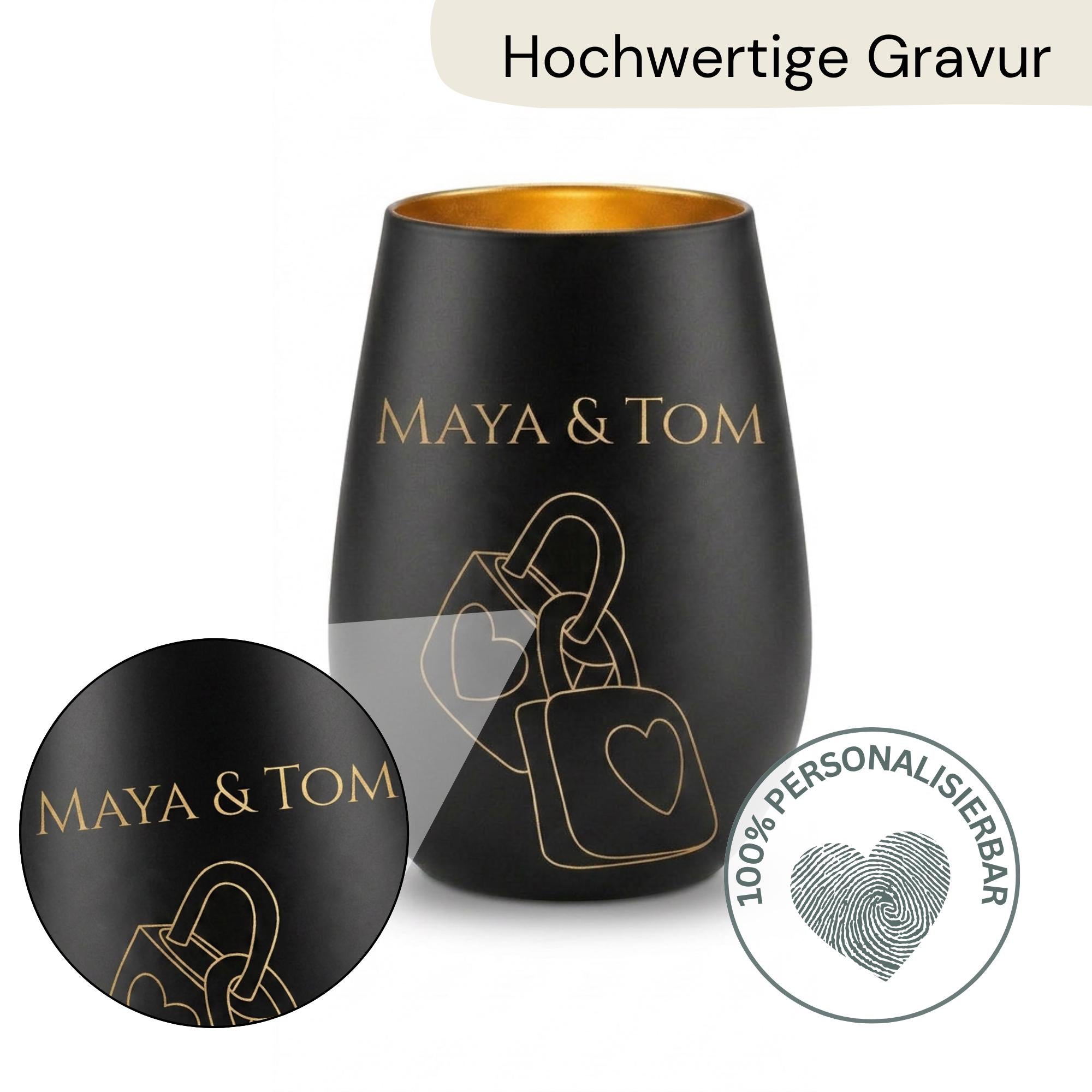 Personalisiertes Windlicht mit Gravur, Geschenk personalisiert, Windlicht mit Namen & Symbol
