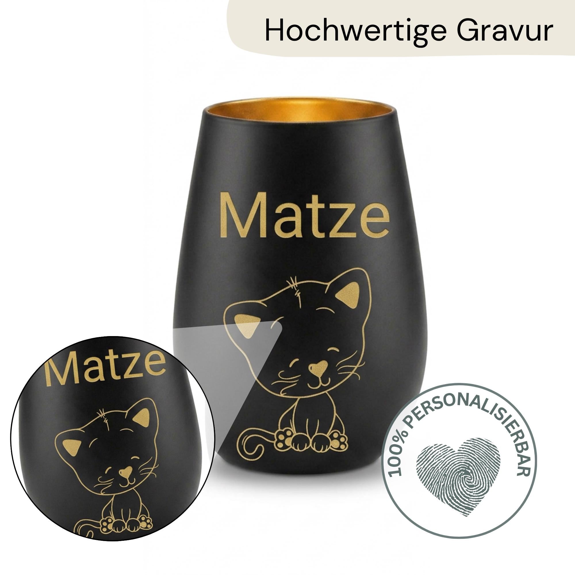 Personalisiertes Windlicht mit Gravur, Geschenk personalisiert, Windlicht mit Namen & Symbol
