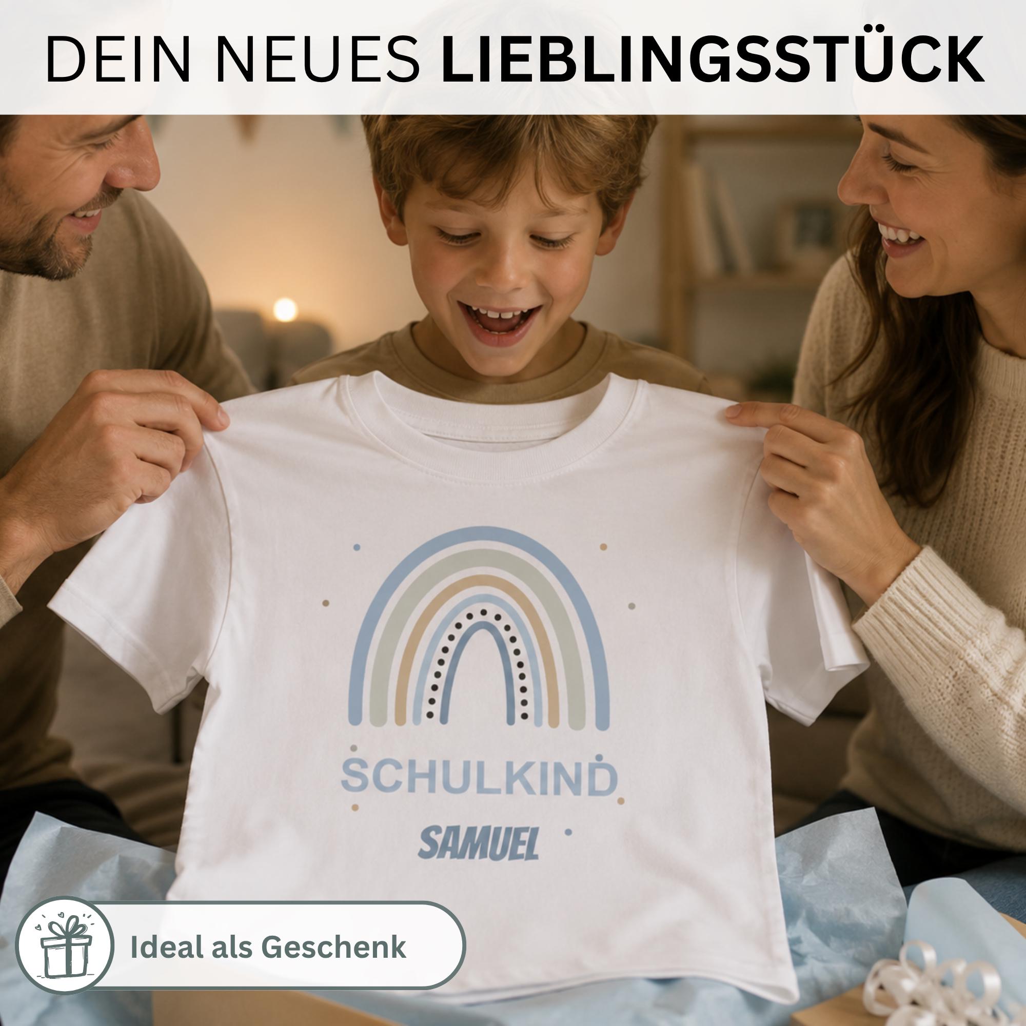 Personalisiertes Tshirt für Schulkinder 2026 mit Namen, Weiße Shirts für Kinder, Schulanfang, Einschulung