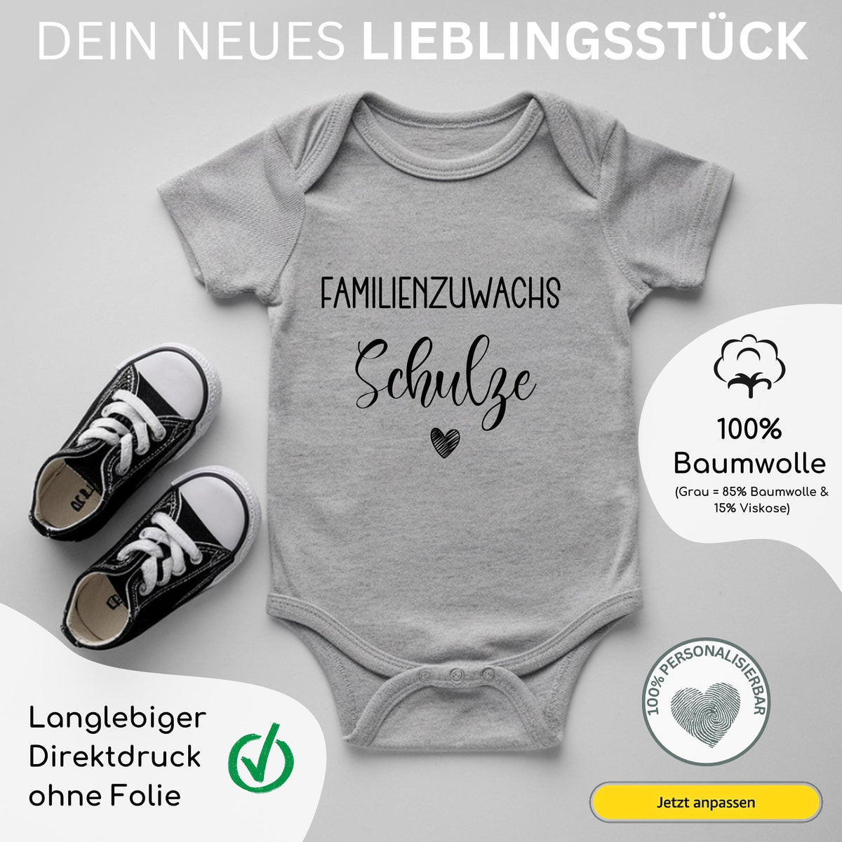 Personalisierter Baby Body mit Name & Datum