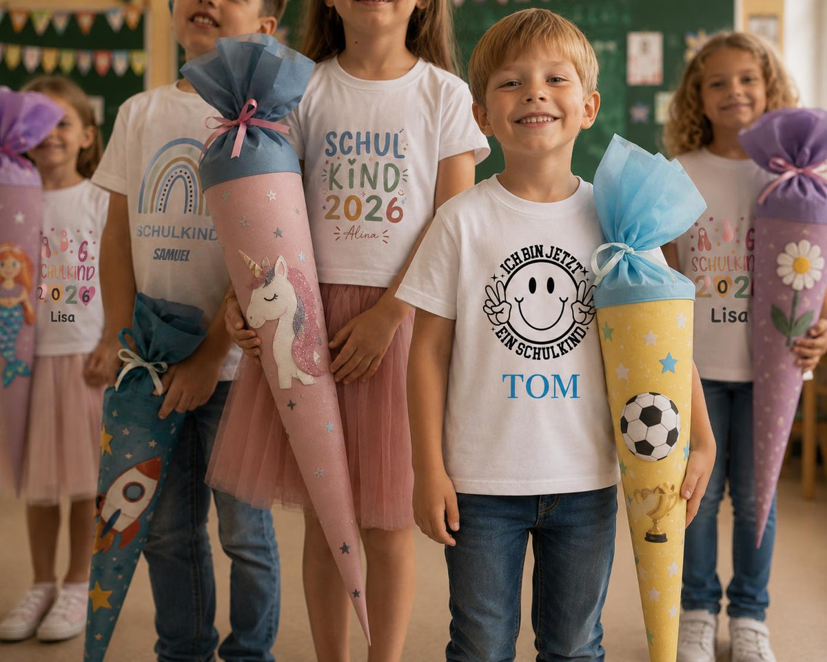 Personalisiertes Tshirt für Schulkinder 2026 mit Namen