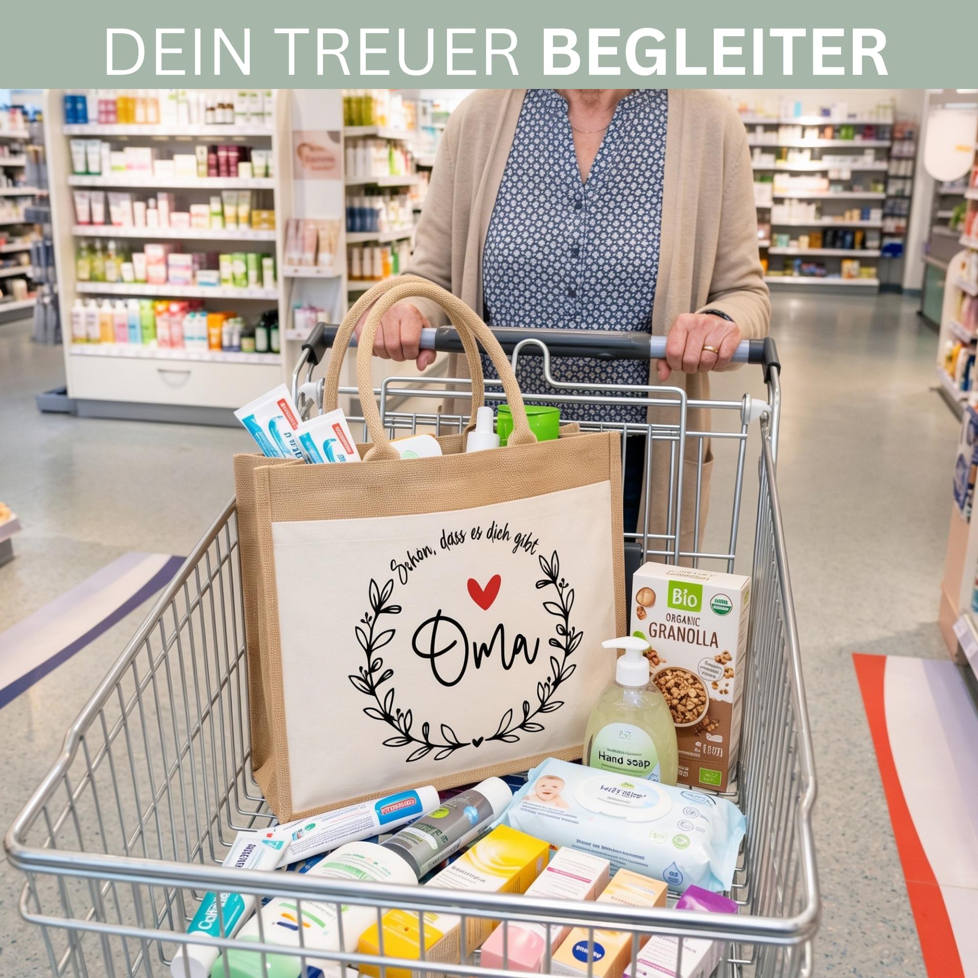 Personalisierte Jutetasche mit Name & Initial – Große Jutetasche Damen, Shopper Tasche, Einkaufstasche, Tote Bag, Design 5