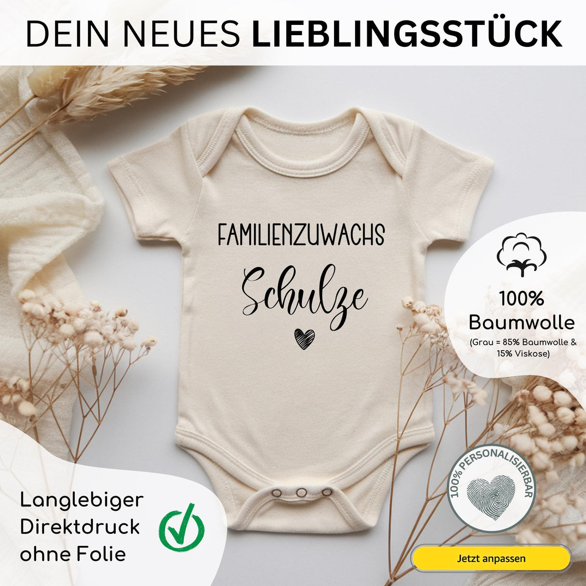 Personalisierter Baby Body mit Name & Datum