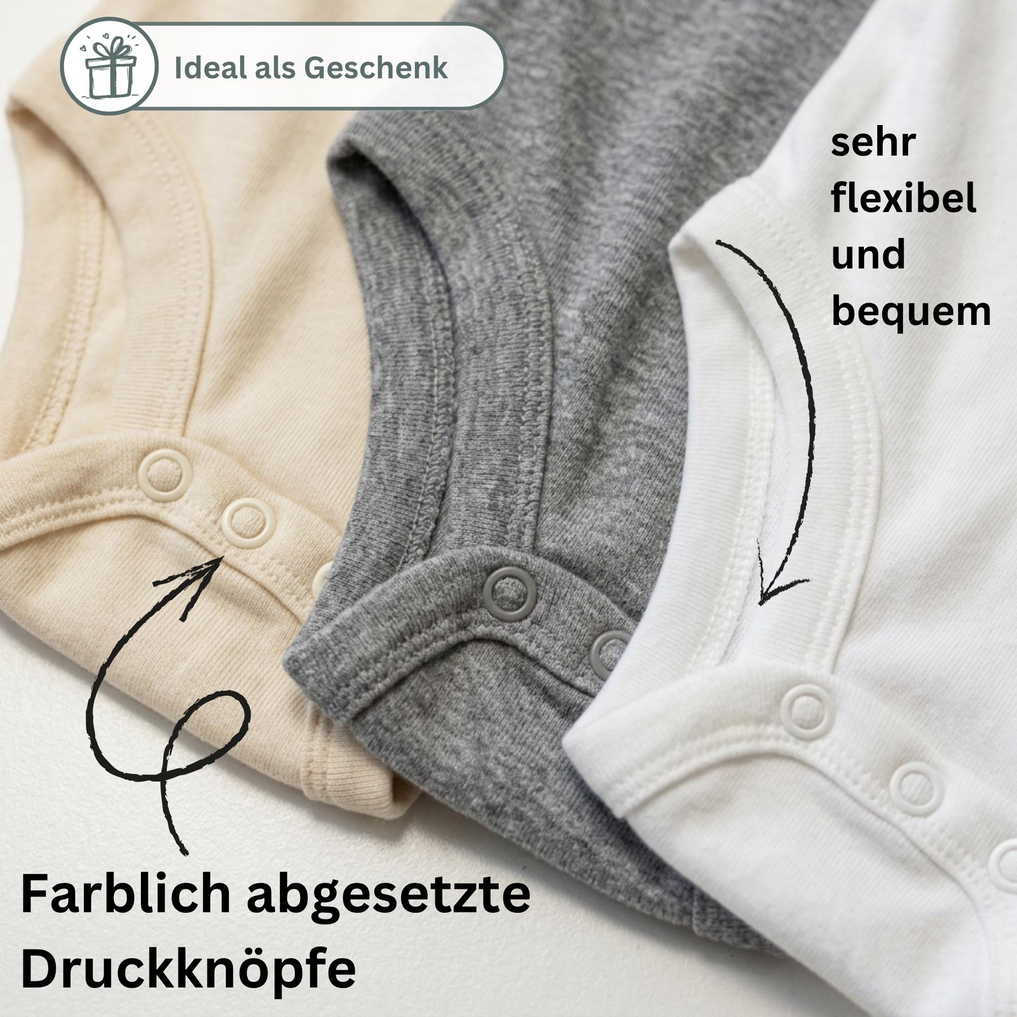 Personalisierter Baby Body – Body Junge Mädchen – Babybody mit Name & Datum – Schwangerschaft verkünden Geschenk – Individueller Strampler
