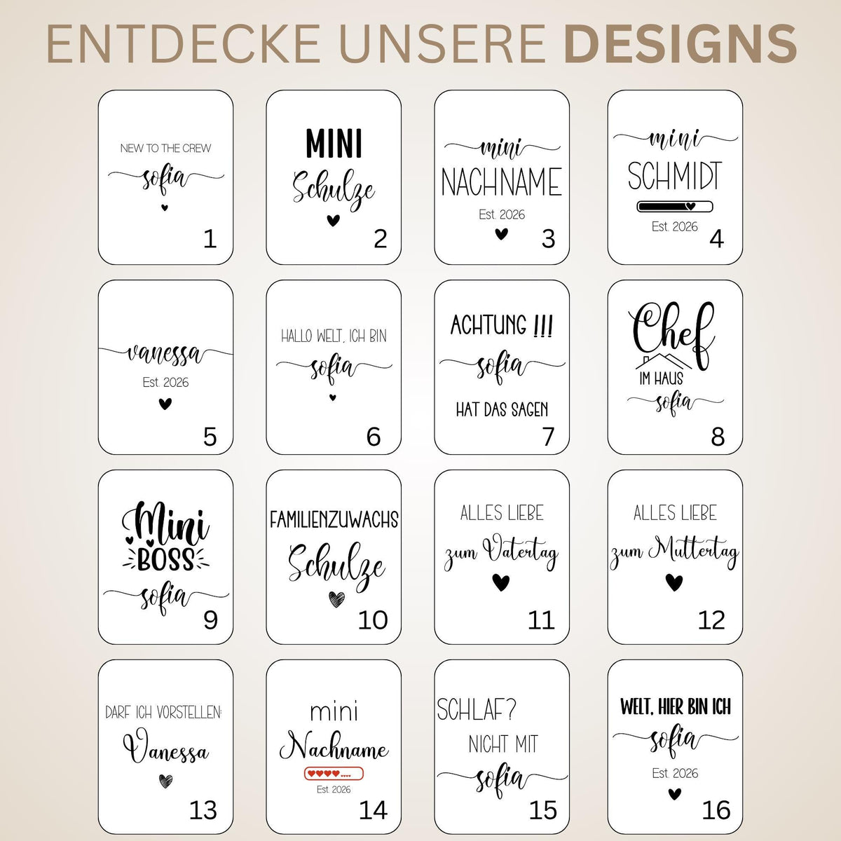 Personalisierter Baby Body mit Name & Datum