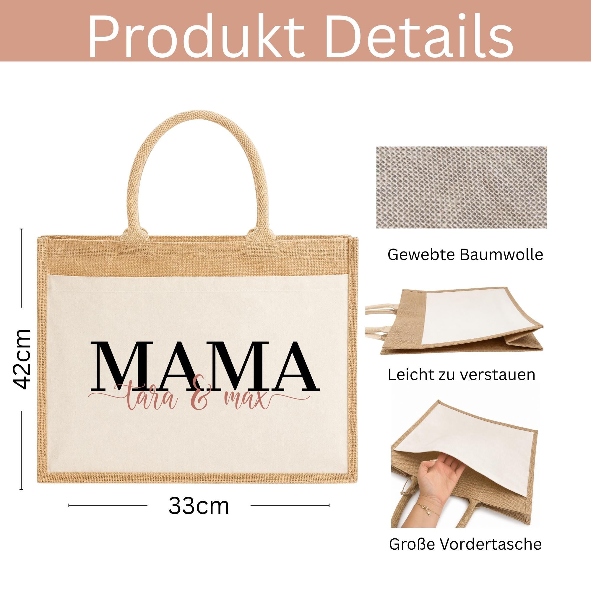 Jutetasche für Mama mit Namen