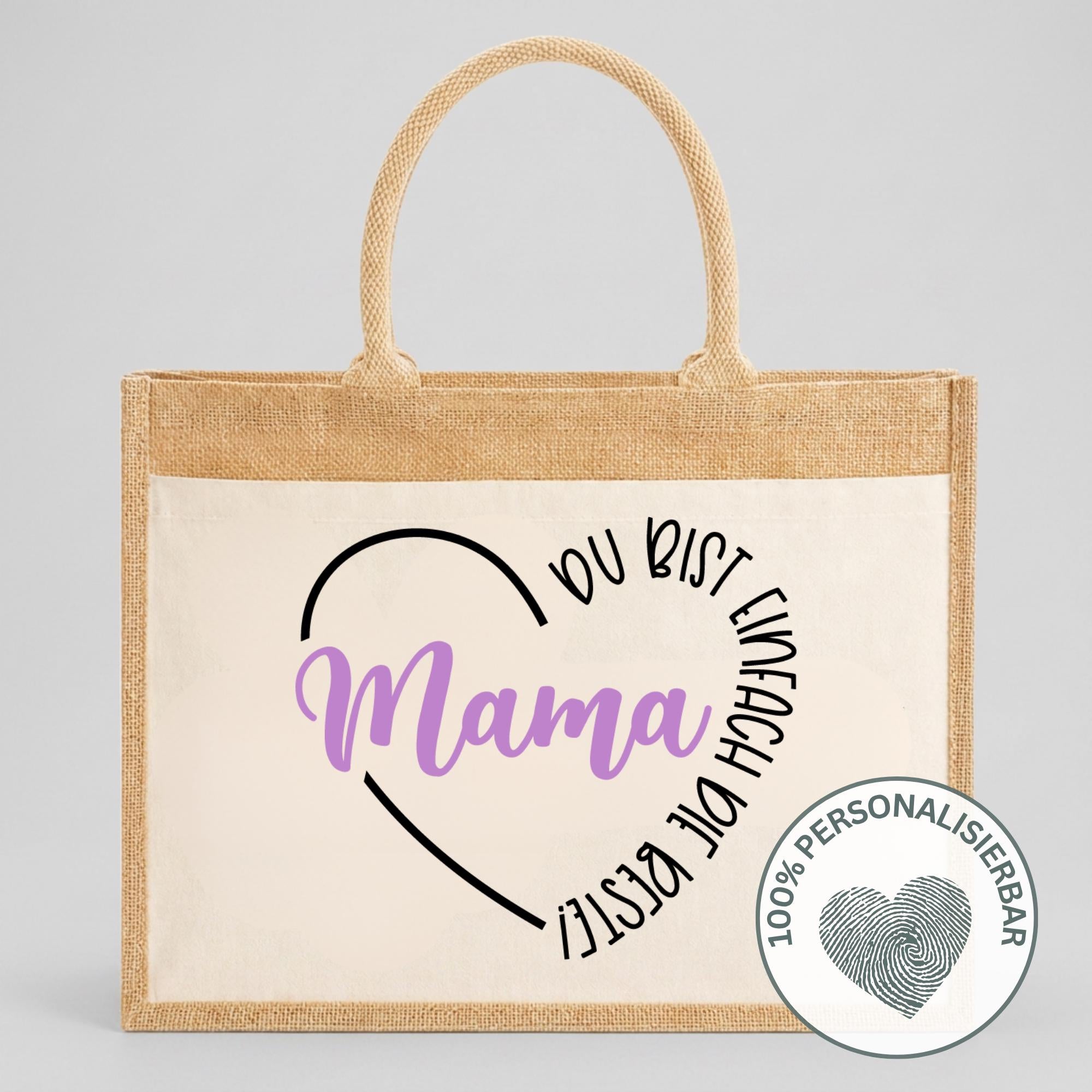 Personalisierte Jutetasche mit Name & Initial – Große Jutetasche Damen, Shopper Tasche, Einkaufstasche, Tote Bag, Design 4