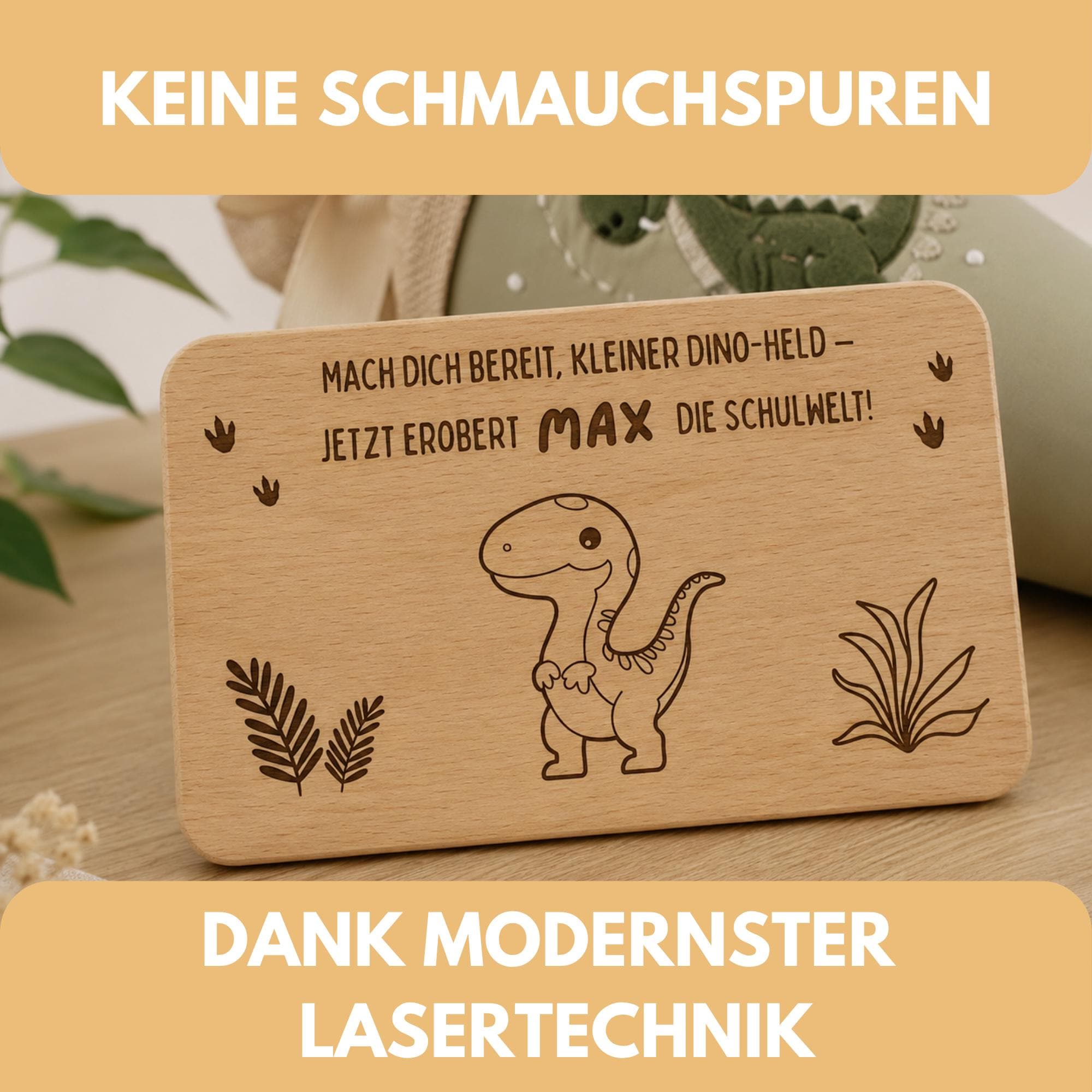 Personalisiertes Frühstücksbrettchen zur Einschulung mit Name, Holzbrettchen mit Wunschgravur – Geschenk zur Einschulung