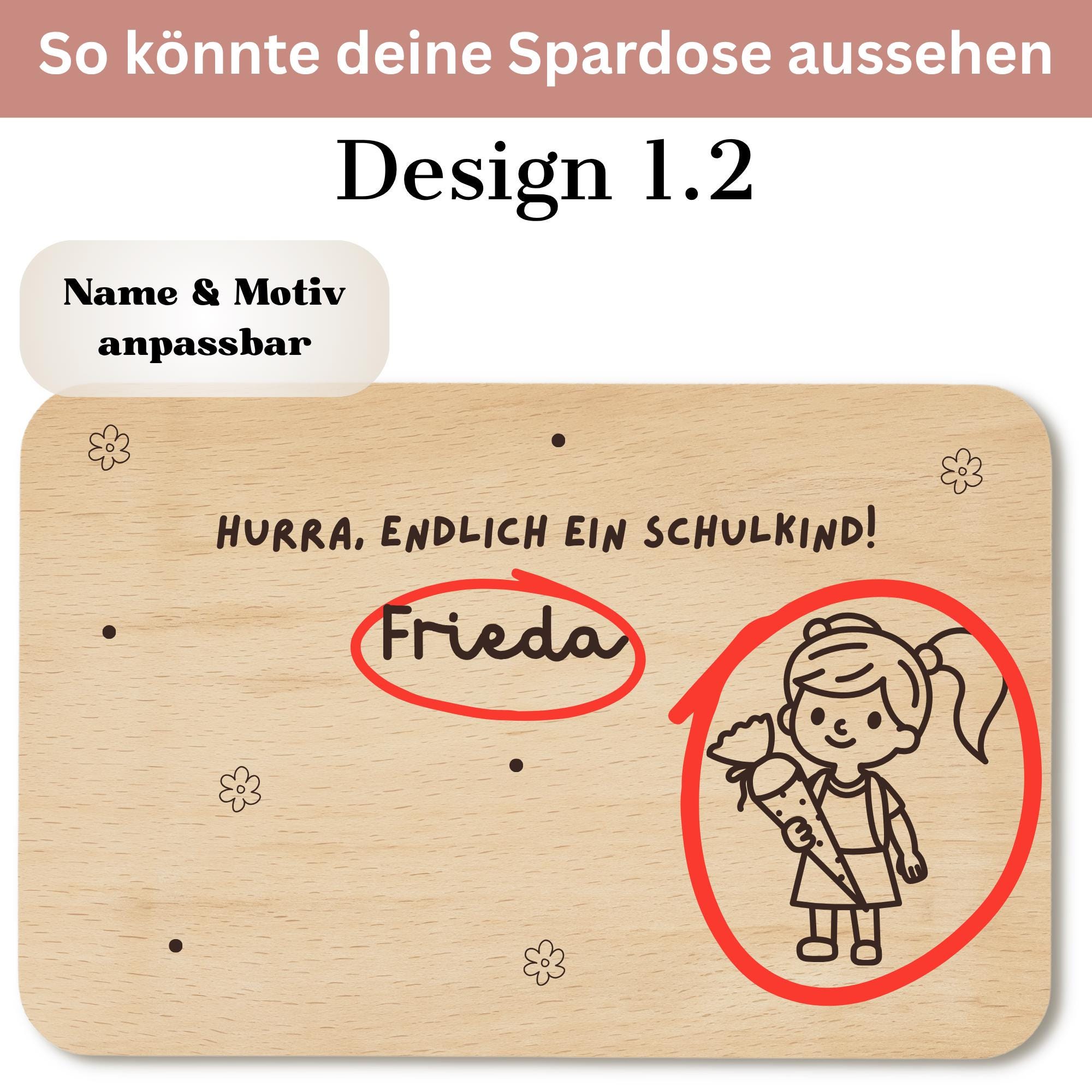 Personalisiertes Frühstücksbrettchen zur Einschulung mit Name, Holzbrettchen mit Wunschgravur, Geschenk zur Einschulung