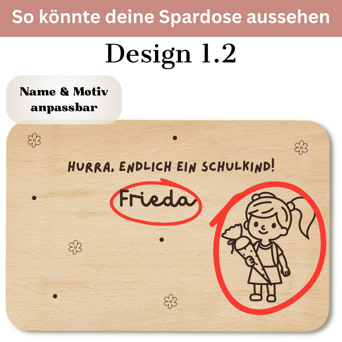 Personalisiertes Frühstücksbrettchen zur Einschulung