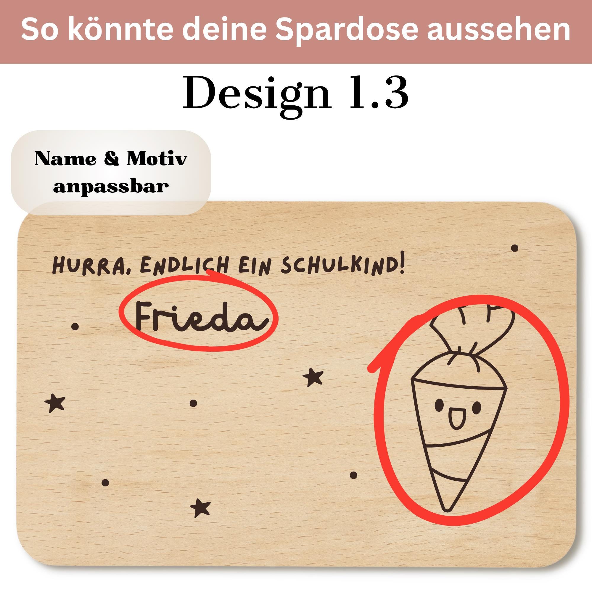Personalisiertes Frühstücksbrettchen zur Einschulung mit Name, Holzbrettchen mit Wunschgravur, Geschenk zur Einschulung