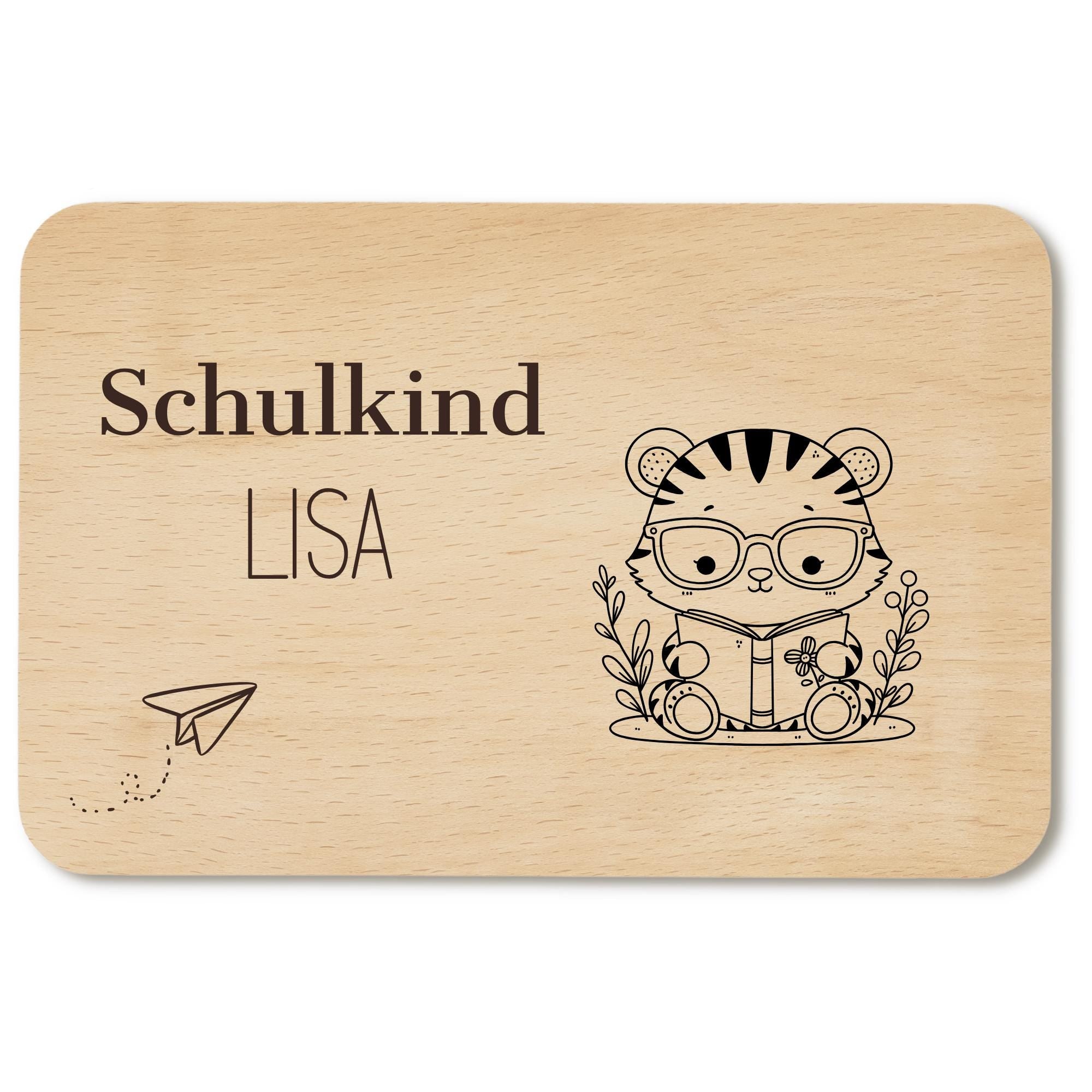 Personalisiertes Frühstücksbrettchen zur Einschulung mit Name, Holzbrettchen mit Wunschgravur, Geschenk zur Einschulung