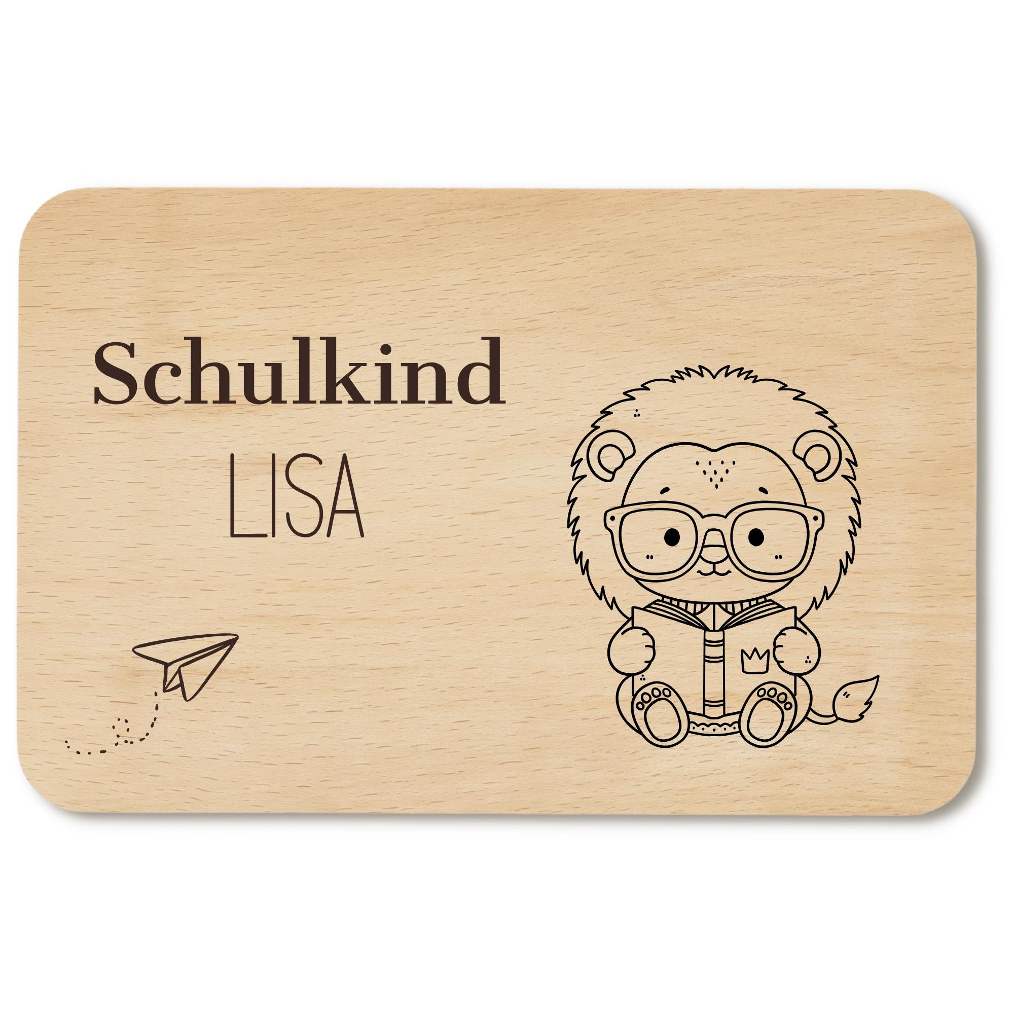 Personalisiertes Frühstücksbrettchen zur Einschulung mit Name, Holzbrettchen mit Wunschgravur, Geschenk zur Einschulung