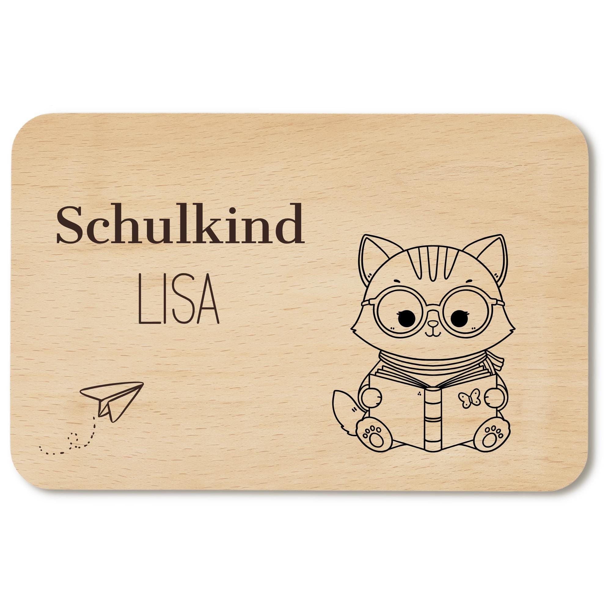 Personalisiertes Frühstücksbrettchen zur Einschulung mit Name, Holzbrettchen mit Wunschgravur, Geschenk zur Einschulung