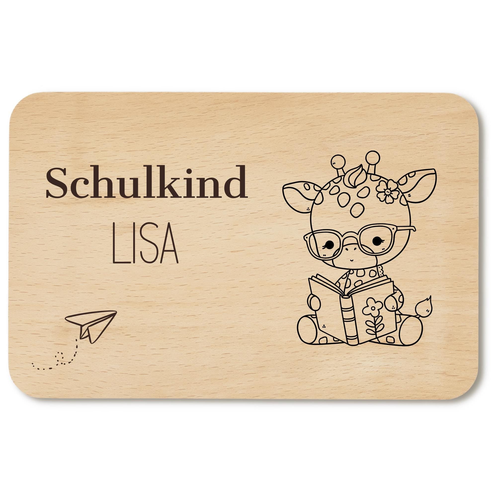 Personalisiertes Frühstücksbrettchen zur Einschulung mit Name, Holzbrettchen mit Wunschgravur, Geschenk zur Einschulung