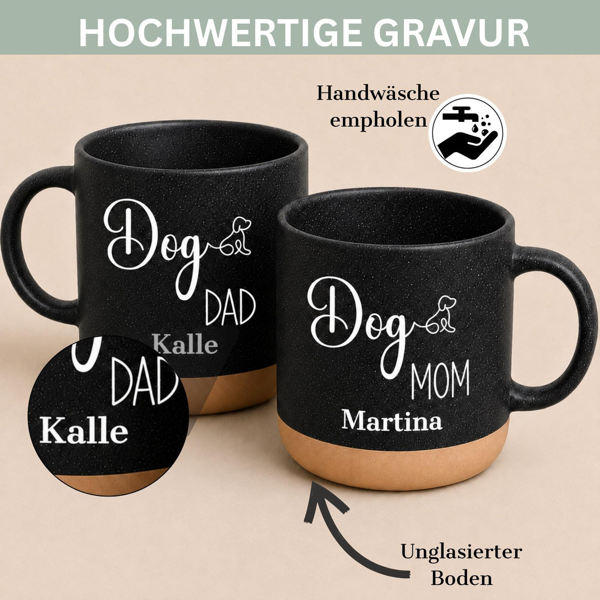 Personalisierte Tasse mit Naturstein-Optik