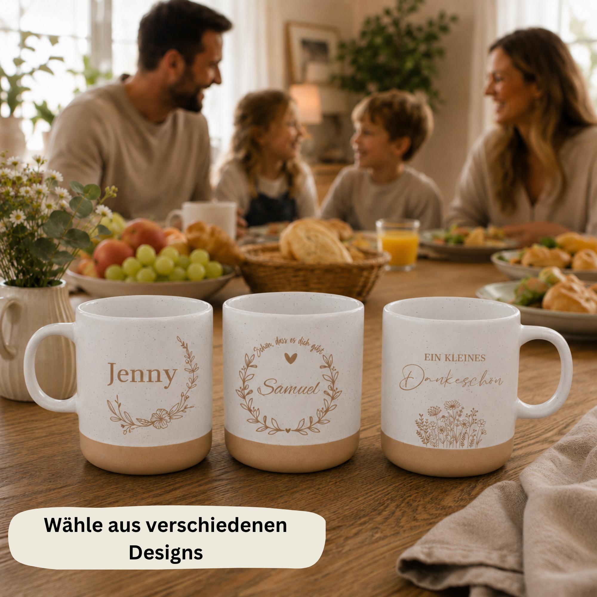 Personalisierte Tasse mit Namen, Keramiktasse, Naturstein-Optik, Geschenk für jeden Anlass, Hochzeit