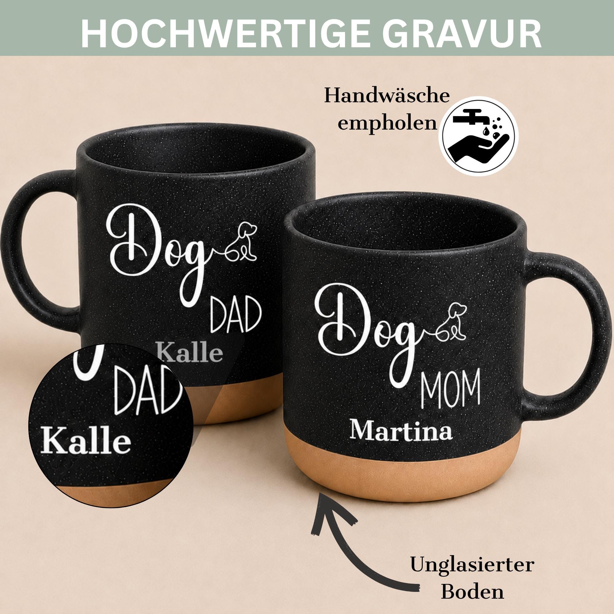 Personalisierte Tasse mit Namen, Keramiktasse, Naturstein-Optik, Geschenk für jeden Anlass, Lehrer, Abschied, Danke,
