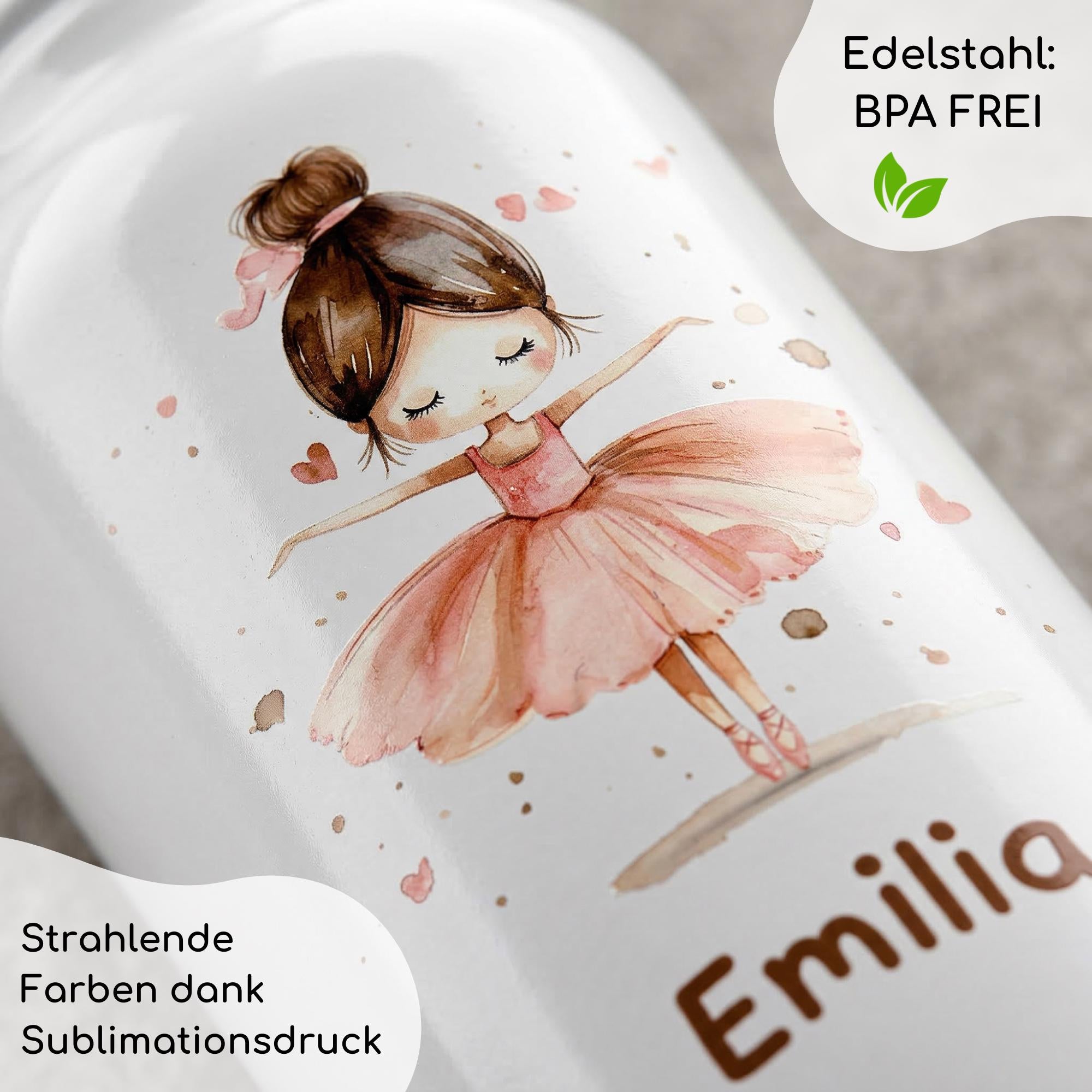 Personalisierte Trinkflasche für Kinder, Flasche mit Namen und Motiv, Geschenk für Junge und Mädchen