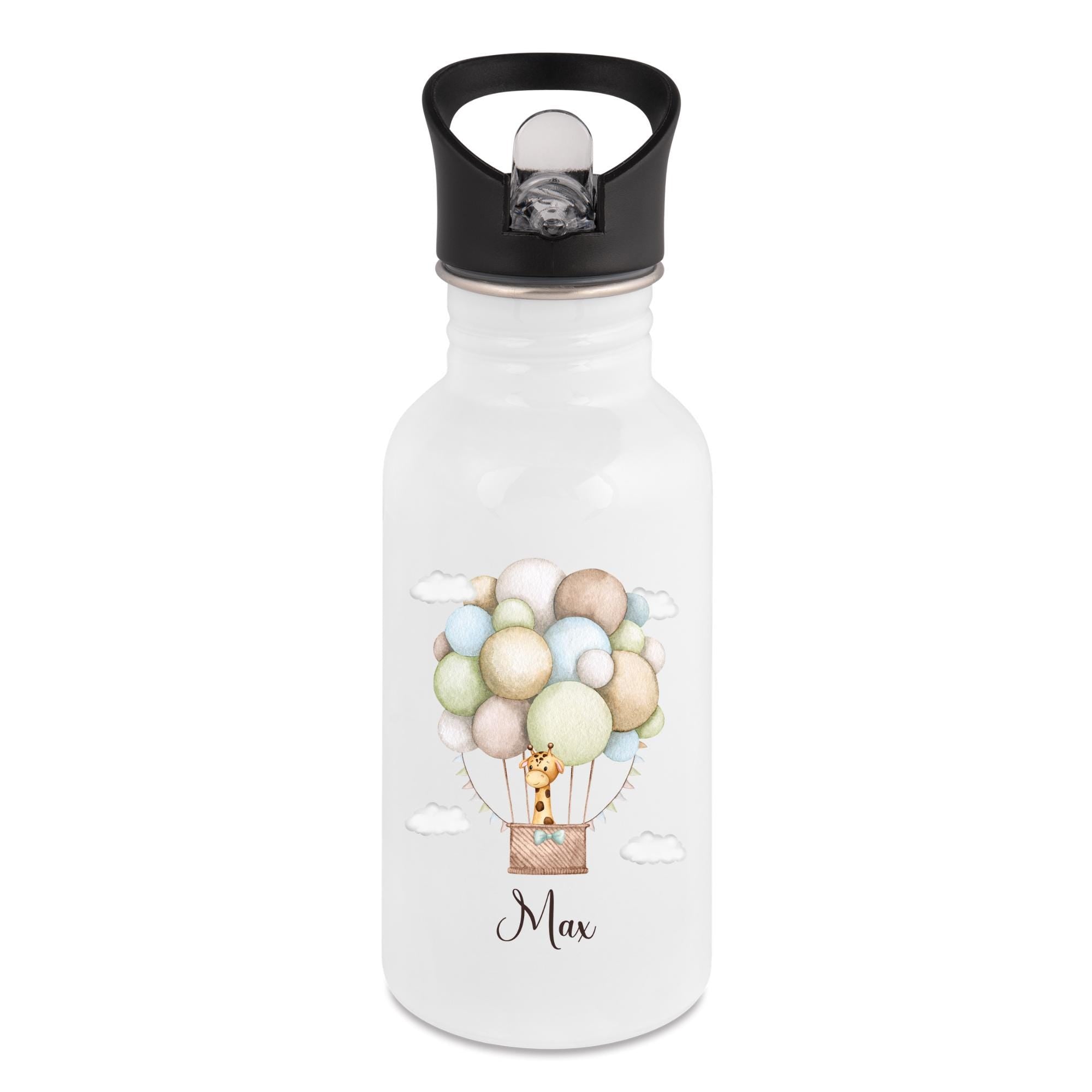 Personalisierte Trinkflasche für Kinder, Flasche mit Namen und Motiv, Geschenk für Junge und Mädchen