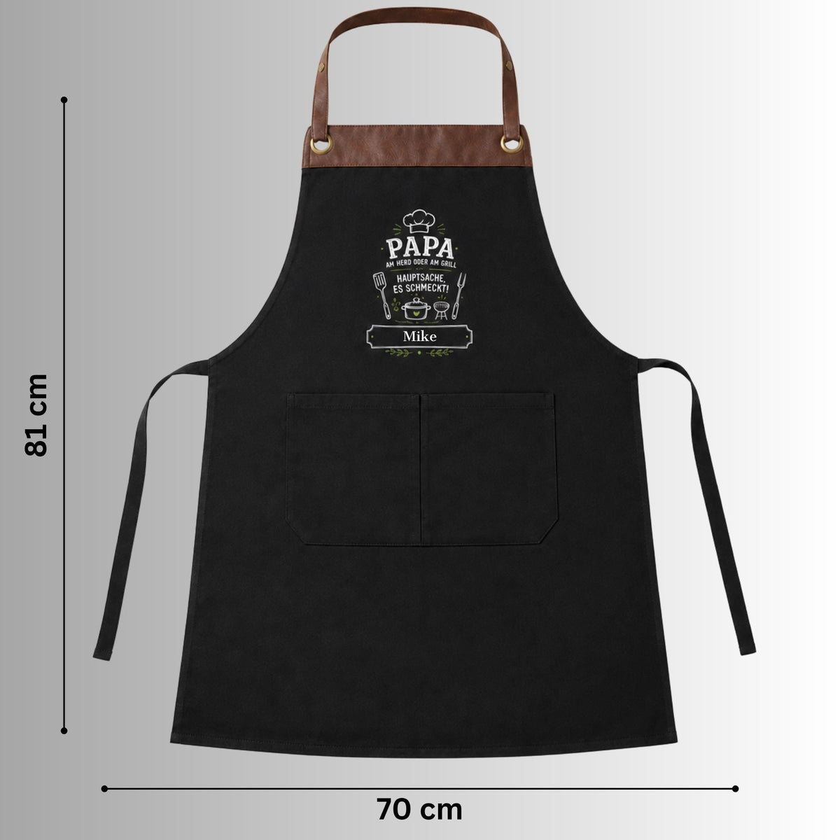 Grillschürze personalisiert für Männer, Kochschürze mit Namen, lustige Grillmeister Schürze, Geschenk für Papa Opa Grillfan