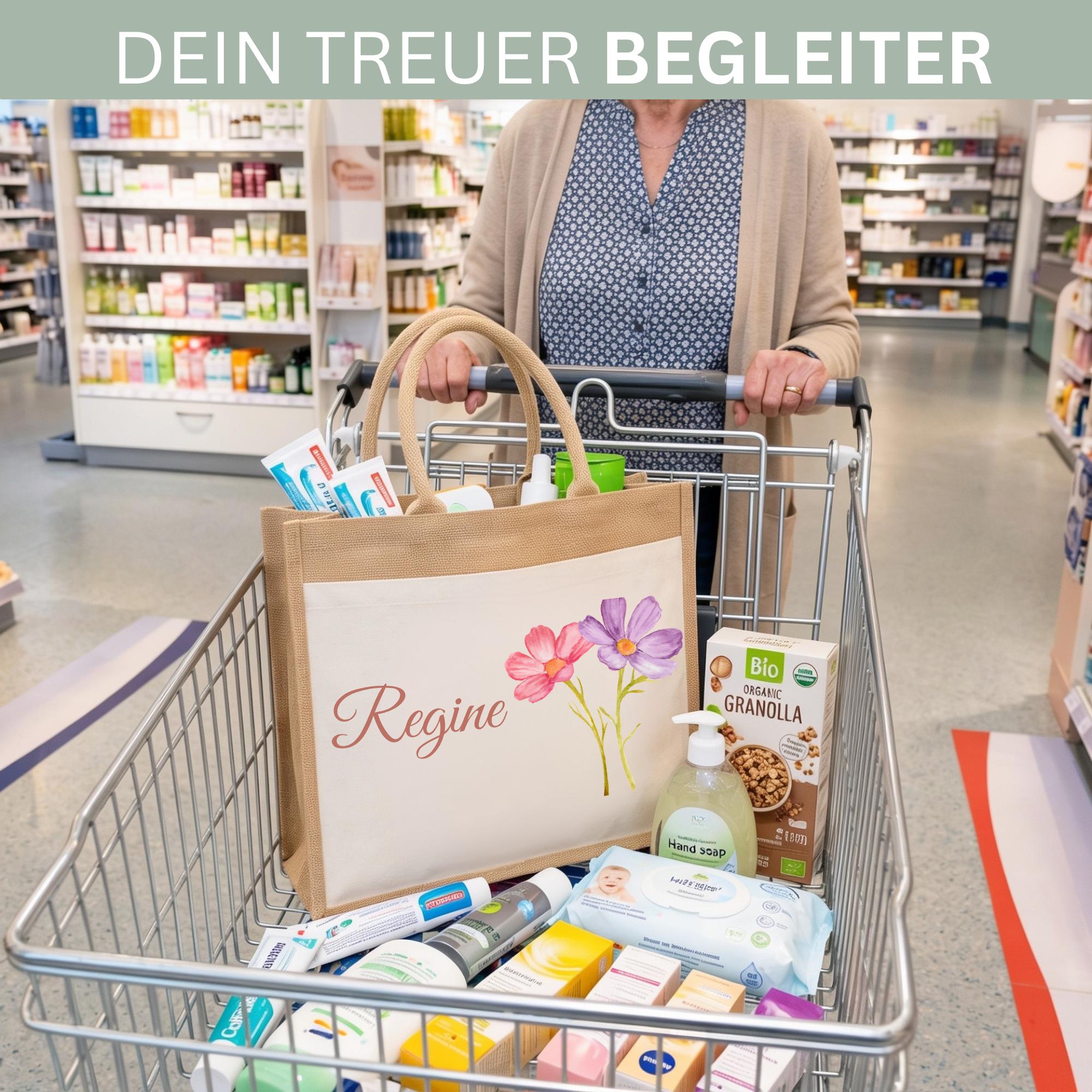 Personalisierte Jutetasche - Blume 4