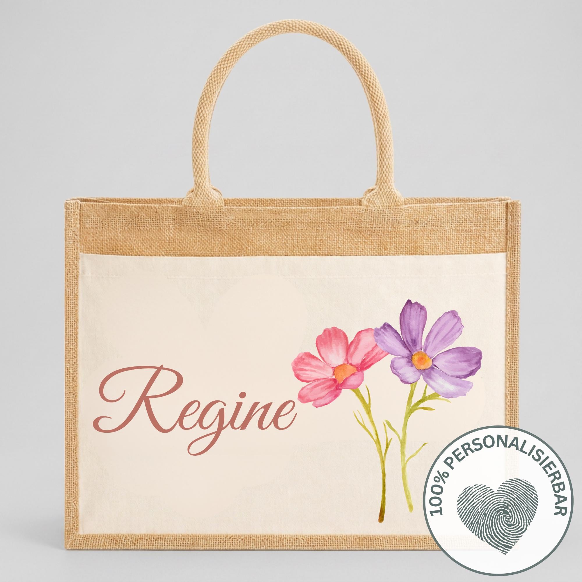 Personalisierte Jutetasche - Blume 4