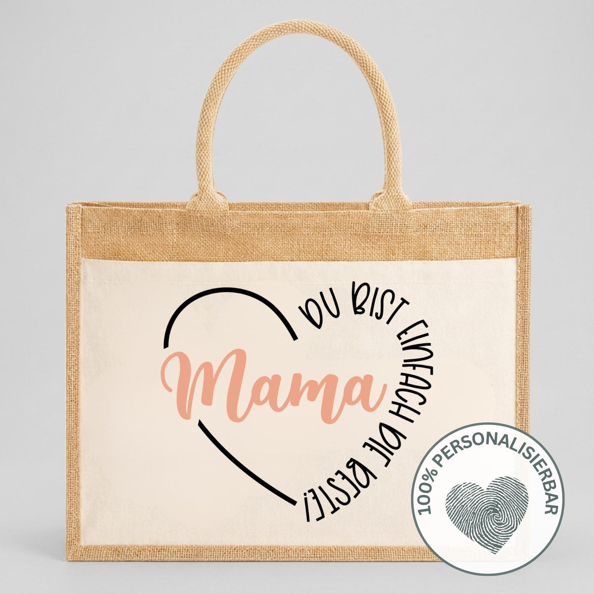 Jutetasche für Mama mit Herzen & Name