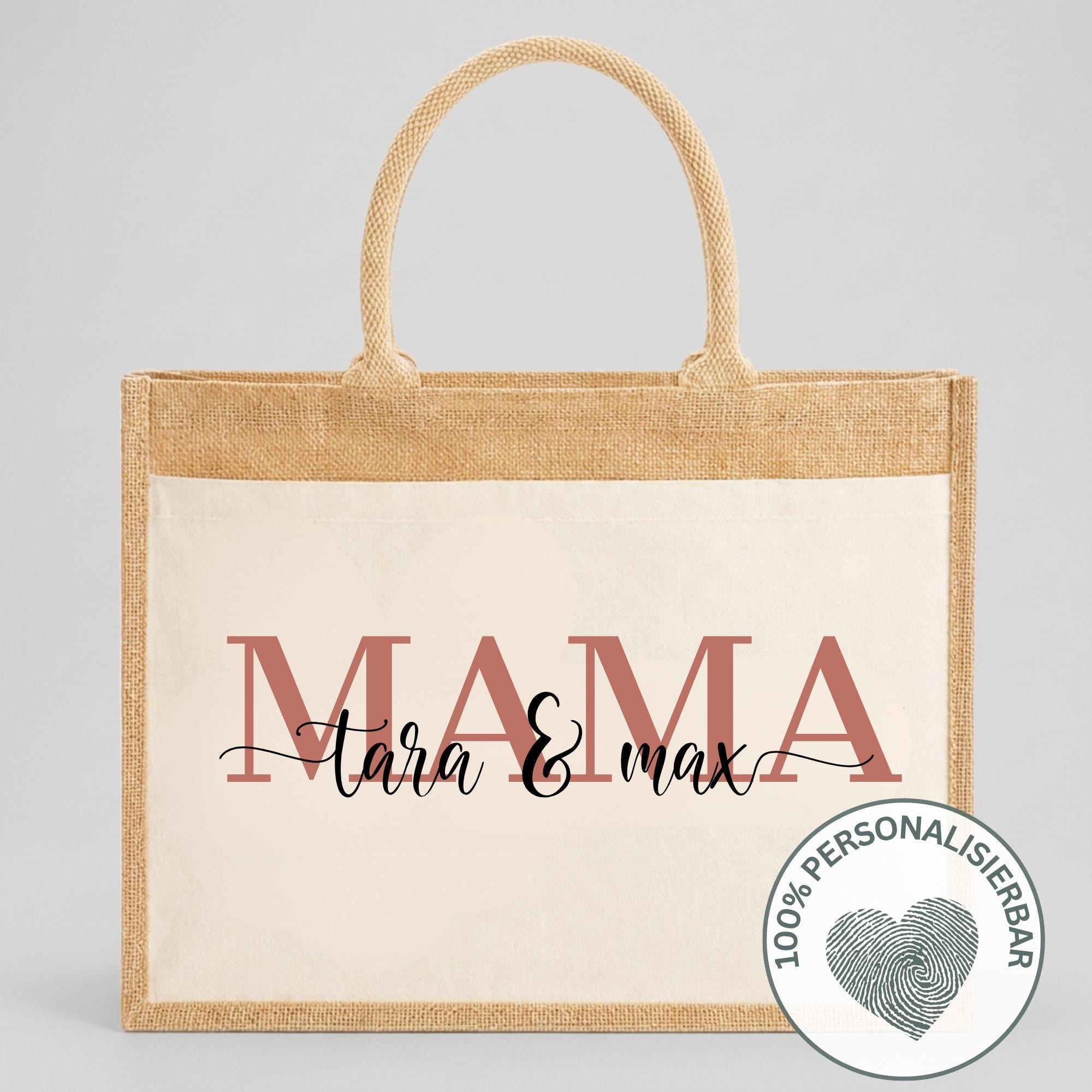 Personalisierte Jutetasche - Mama mit Namen