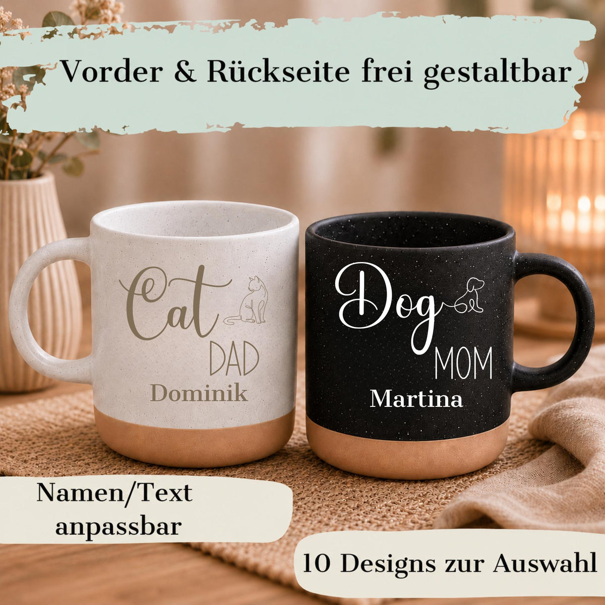 Personalisierte Tasse mit Naturstein-Optik