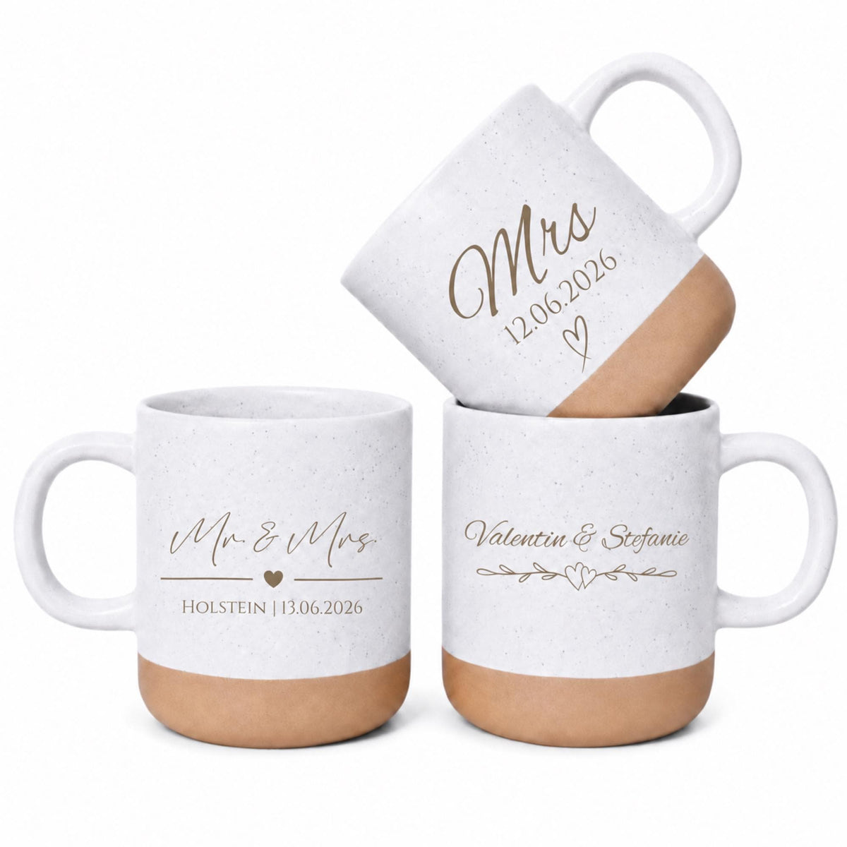 Personalisierte Tasse mit Naturstein-Optik, Hochzeit