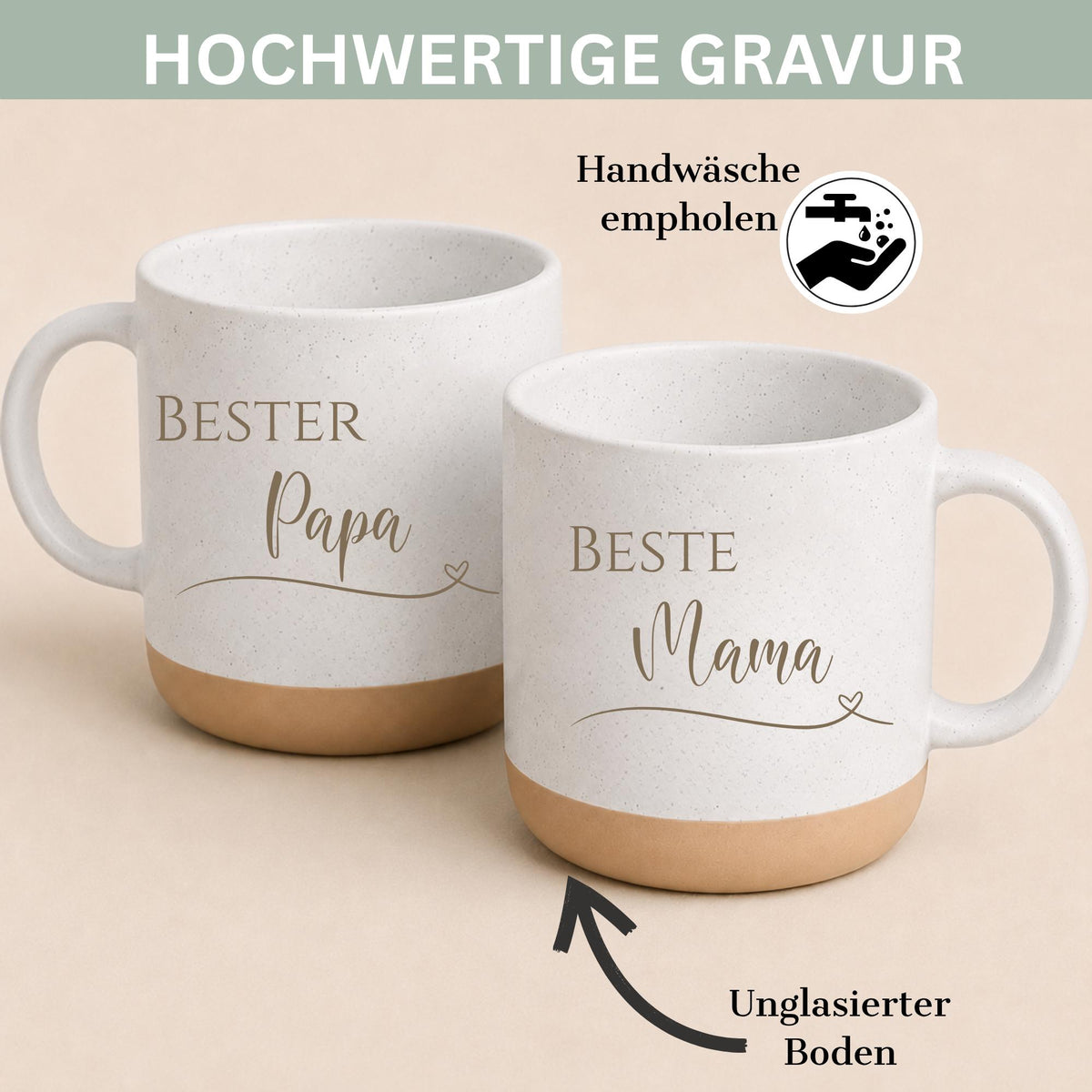 Personalisierte Tasse mit Naturstein-Optik