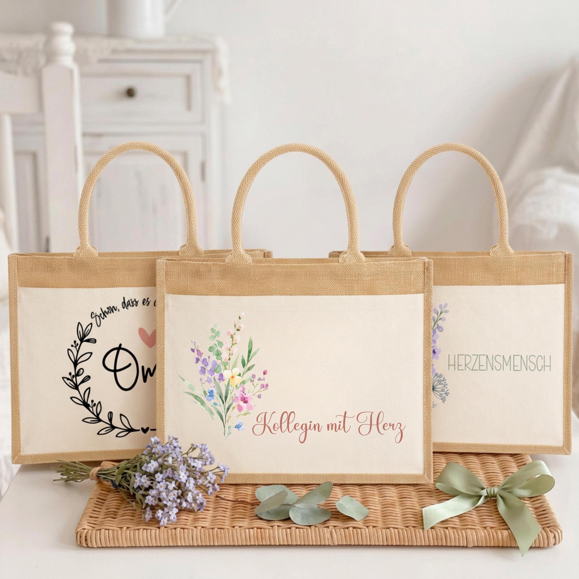 Personalisierte Jutetasche - Blume 3