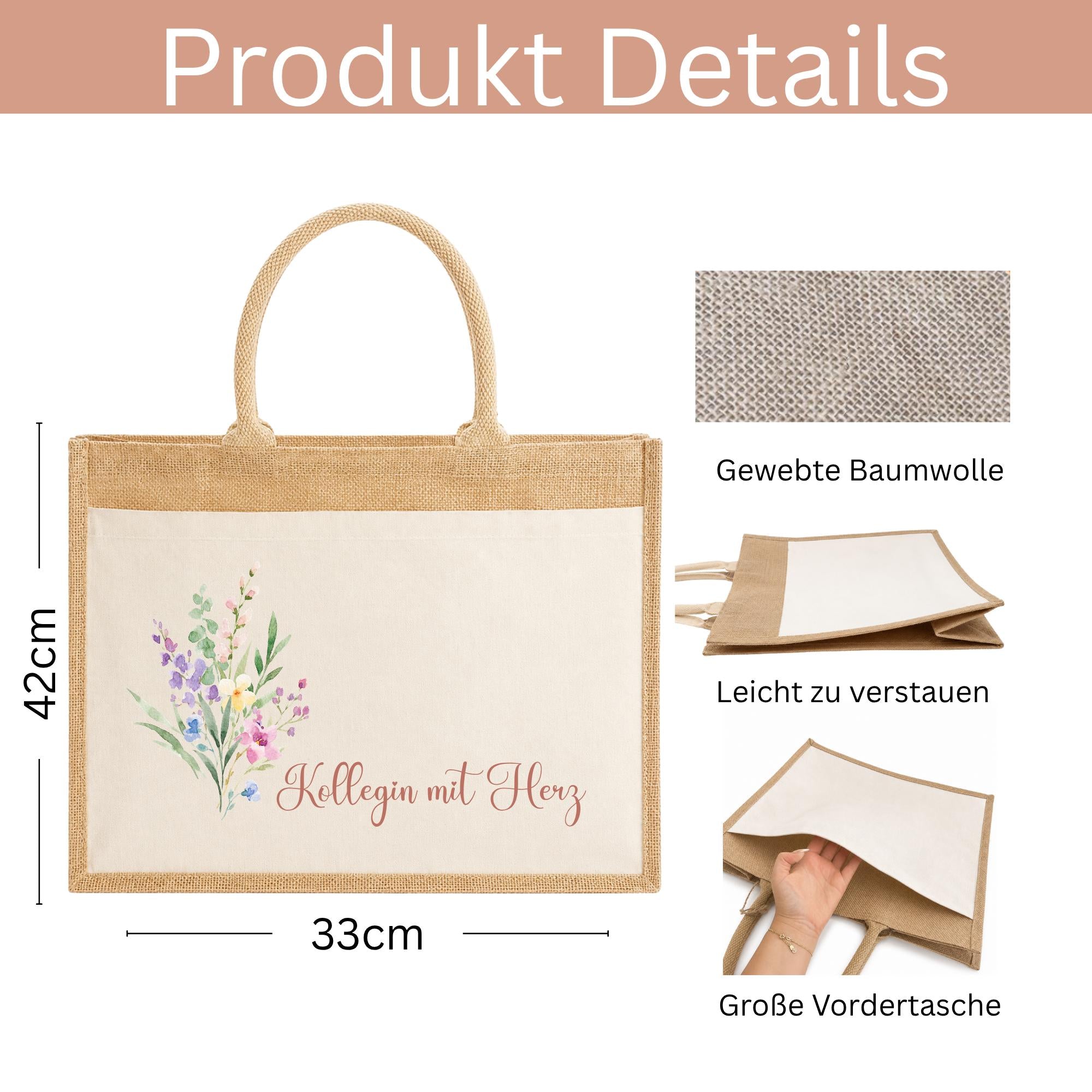 Personalisierte Jutetasche - Blume 3